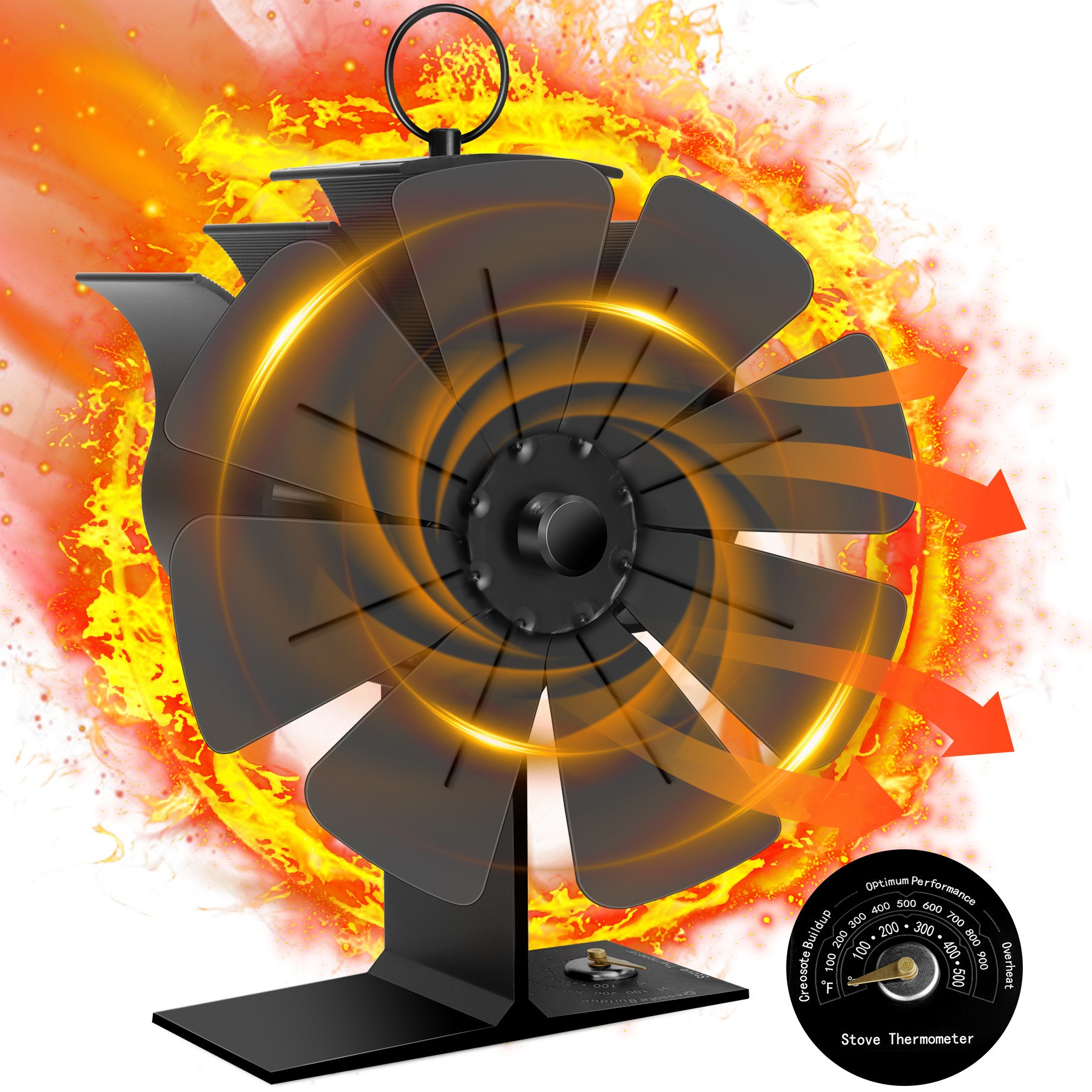 

Fan, 8 Dissipation Fireplace Fan, , Fireplace Fan, Fan , Suitable For Wood And Fireplaces, Thermometer And