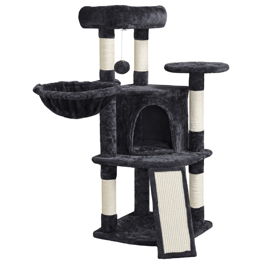 

Yaheetech 107 Cm Cat Tree With Viewing Platform & & 5 Sisal Trunks & Lying Trough & Scratching Board & Hanging Plush Ball Cat Furniture