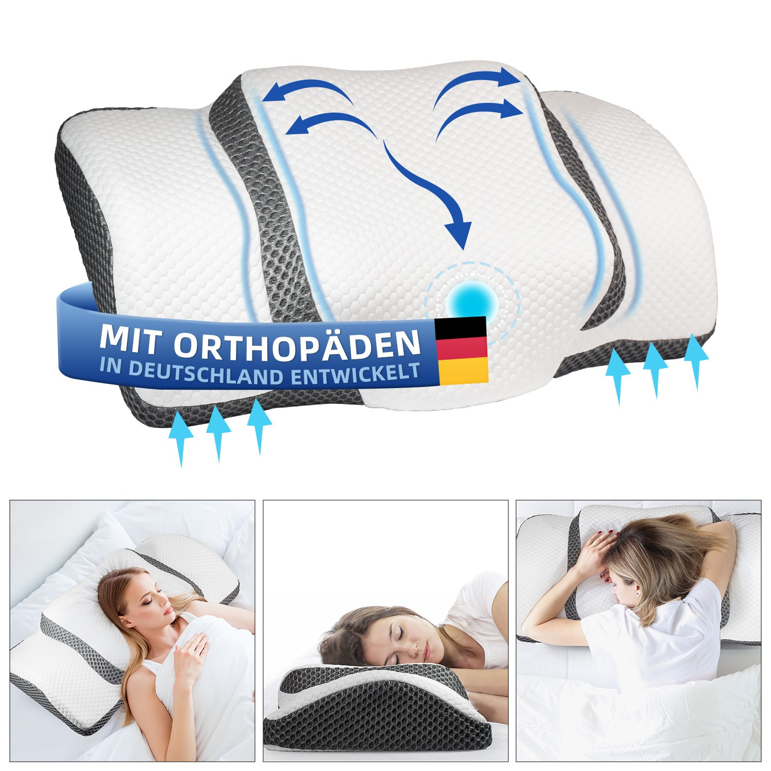 Image of Memory Foam Pillow, Ergonomic Neck Pillow Headrest, Neck Pillow For Side, Back & Stomach Sleepers, Neck Support Pillow For Men, Women (67.3 X 38.2 X 13.8/3cm)