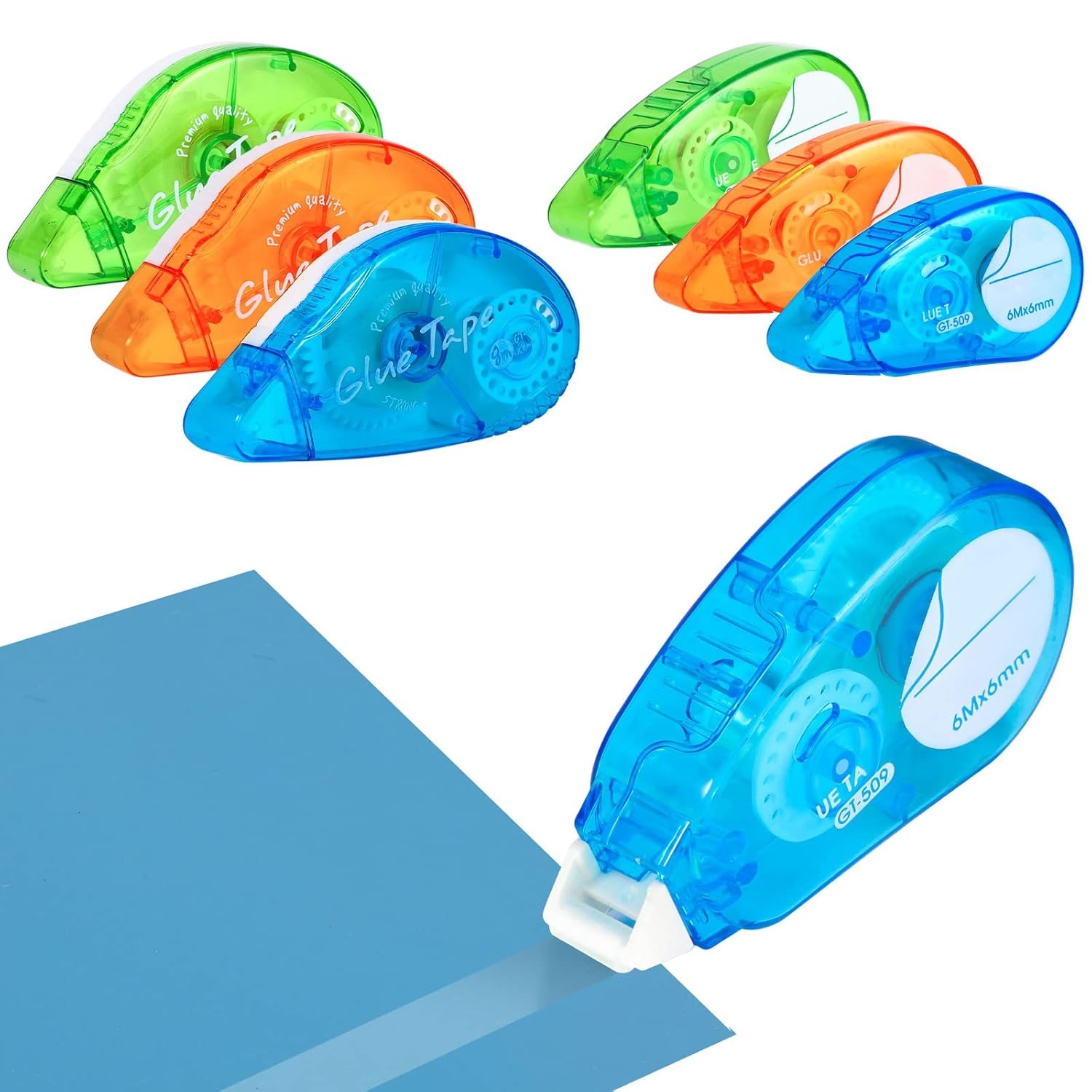 

6 Pieces Self-adhesive Glue Roller, 6mmx6m & 8mmx8m Photo Glue Transparent Double-sided Adhesive Tape Roller Glue Tape For Card Making School Office Crafting