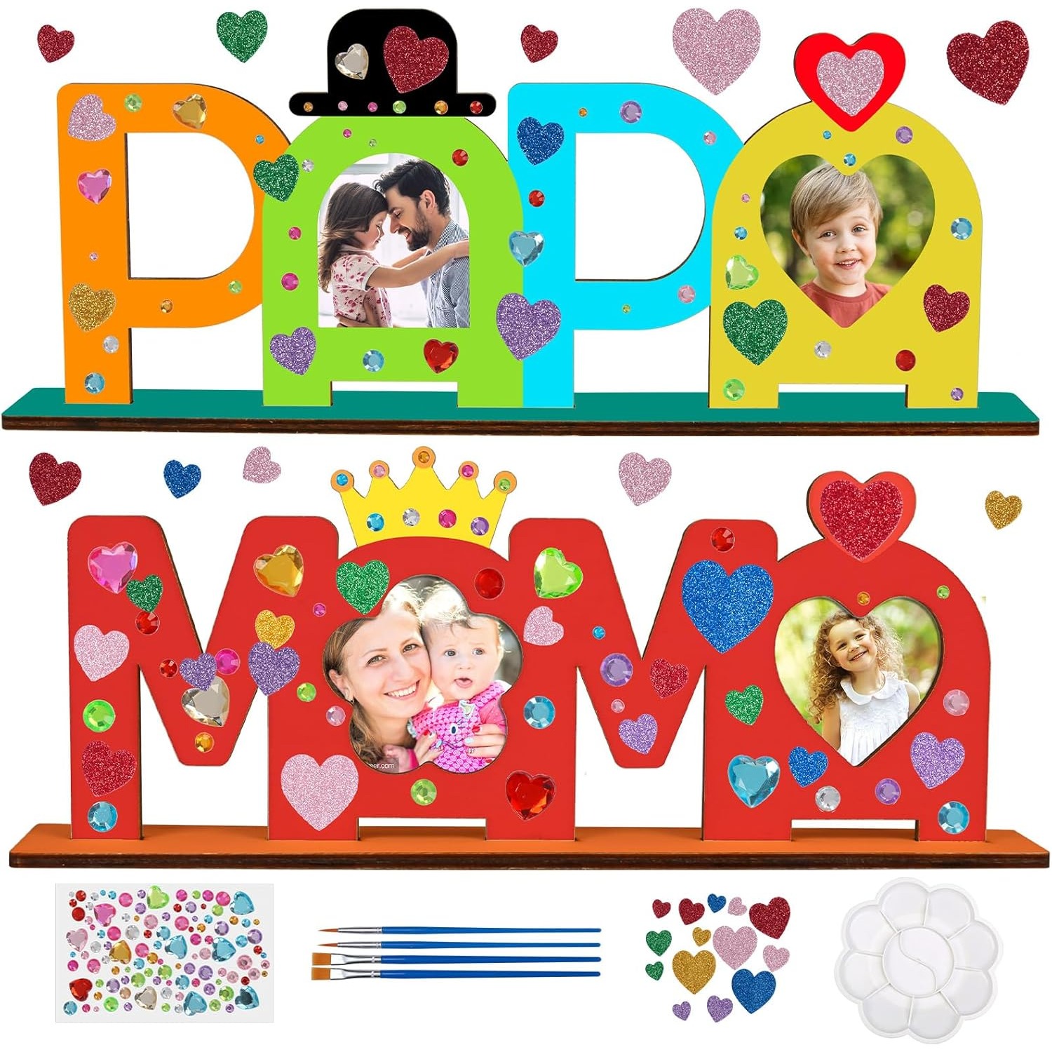 

Gift Mama And Papa Wooden Letter Craft Kit Paint Wooden Names And Stick Photos For Mother Father Best Gift For Day Father's Day From Daughter Son