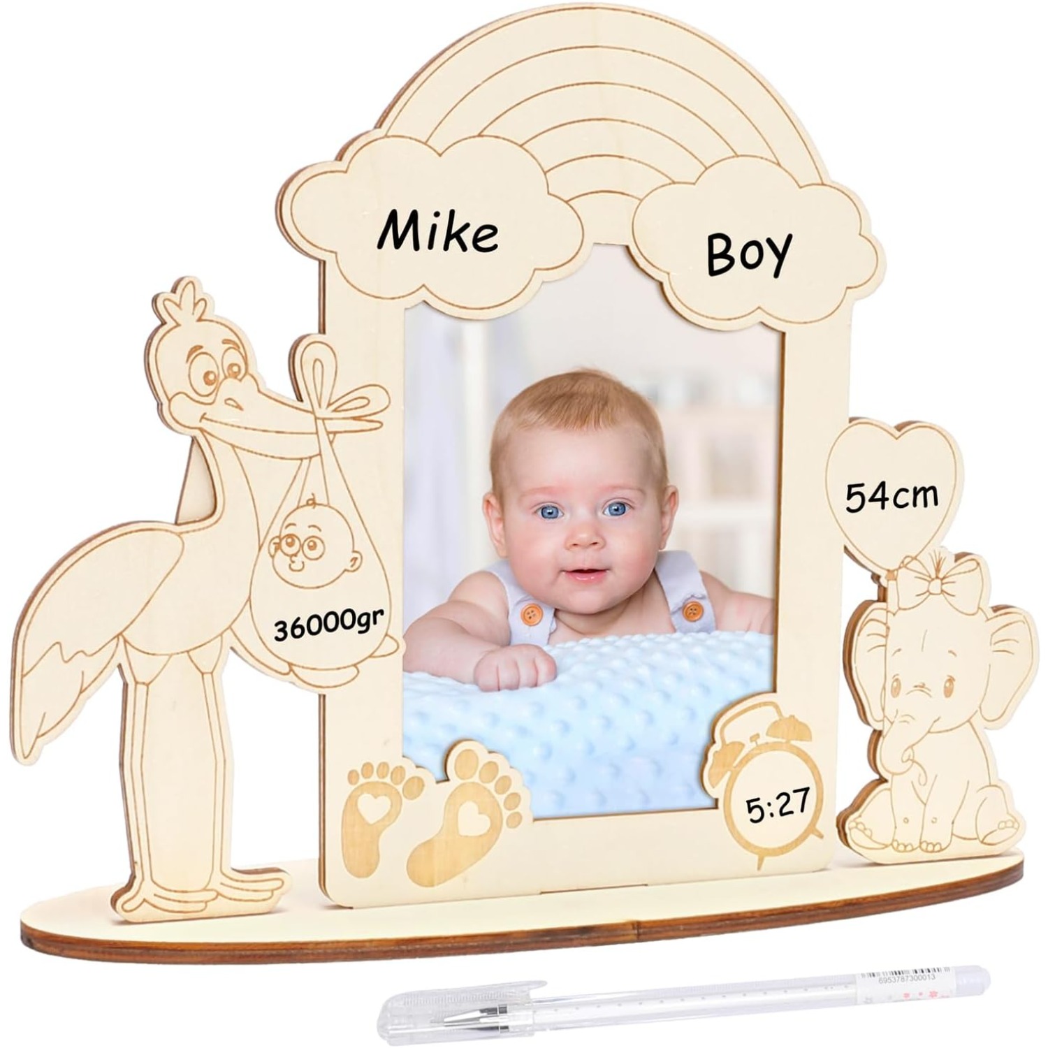 TEMU Welcome Gift Picture Frame Birth Gift Baby Shower Table Decoration Birth Baby Wood Photo Frame Baby Welcome Home Gift For Baby Girl Toddlers Birth