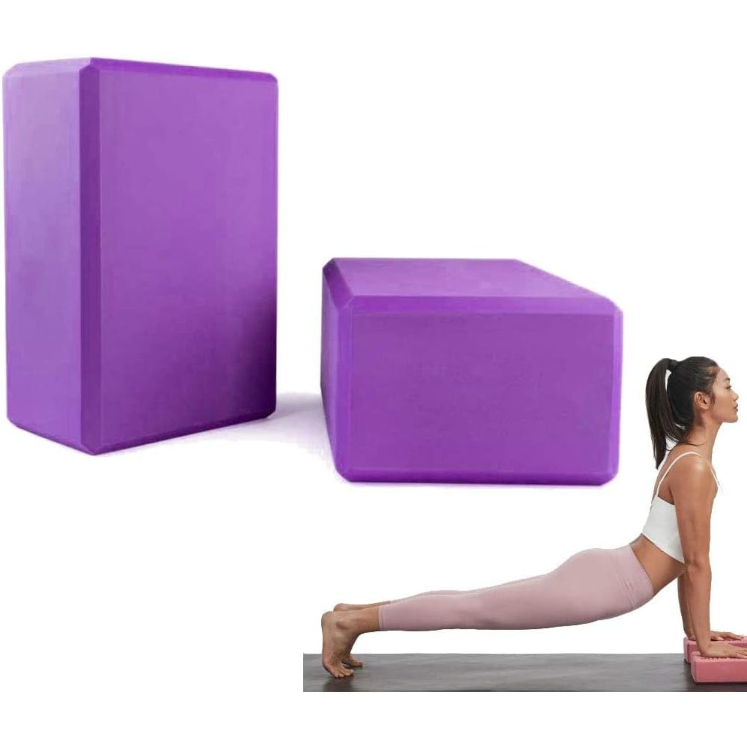 TEMU Yoga Block, 2-piece Yoga Block Set For Yoga Pilates Training, High-quality Yoga Blocks/yoga Bricks, Yoga, Pilates Meditation, For Beginners And Advanced Purple