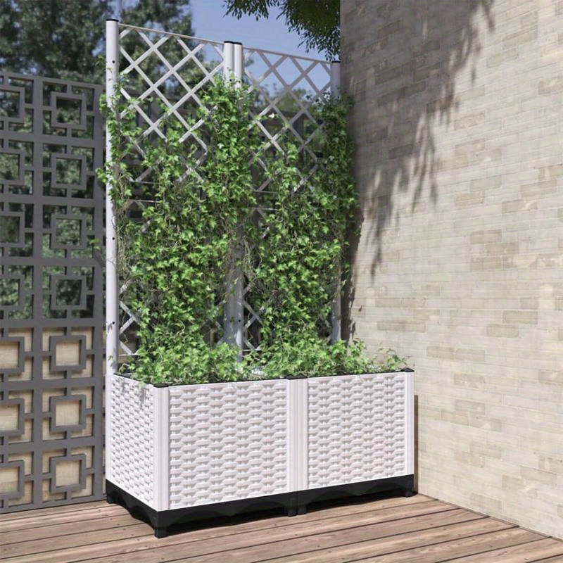 

Jardinière dFTextérieur, jardinière avec treillis blanc 80x40x136 cm PP