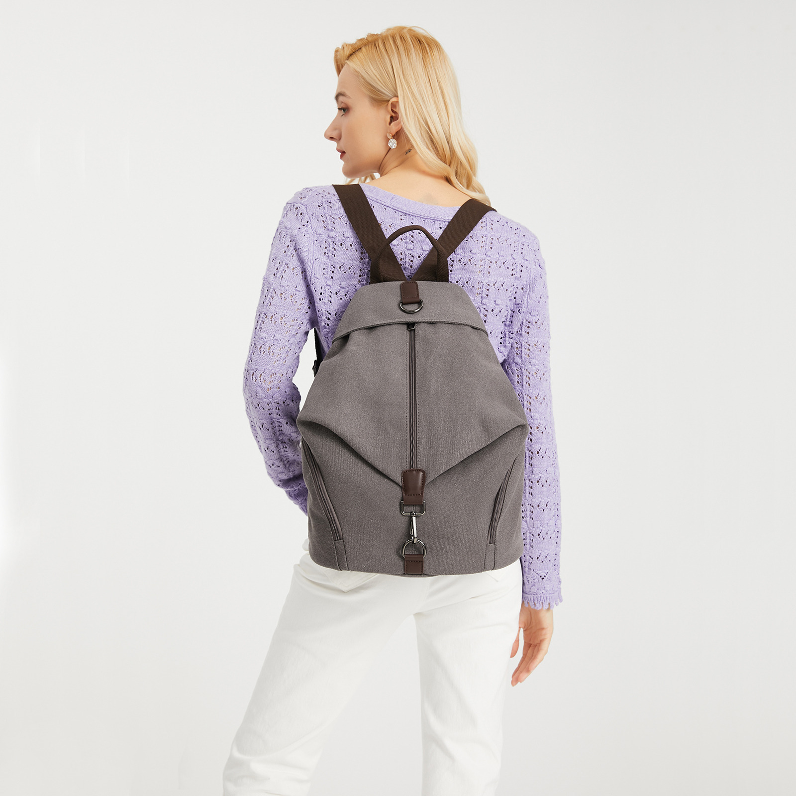 Image of Backpack Canvas Daypack Women's Backpacks Vintage Shoulder Bag Large Shoulder Backpacks Travel Bag For Travel Holiday Gift