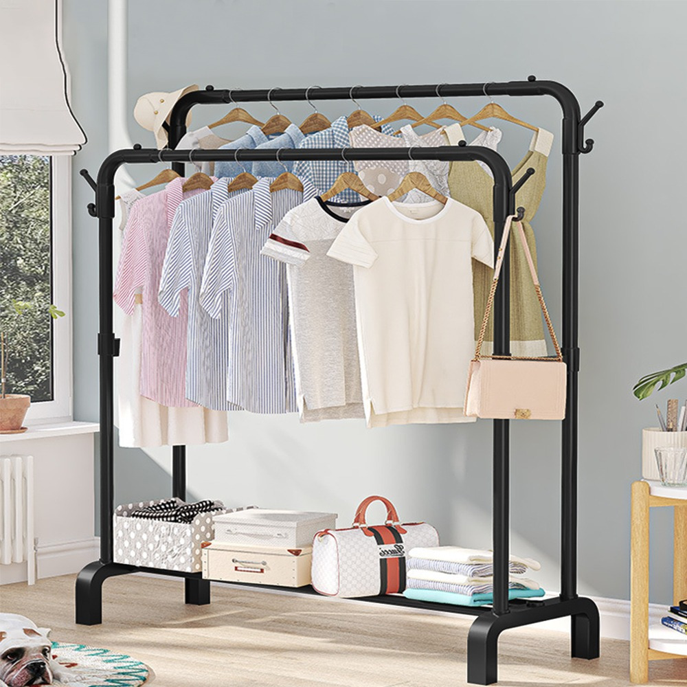 146 97 43 5cm heavy duty double rail clothes garment hanging rack shelf display stand