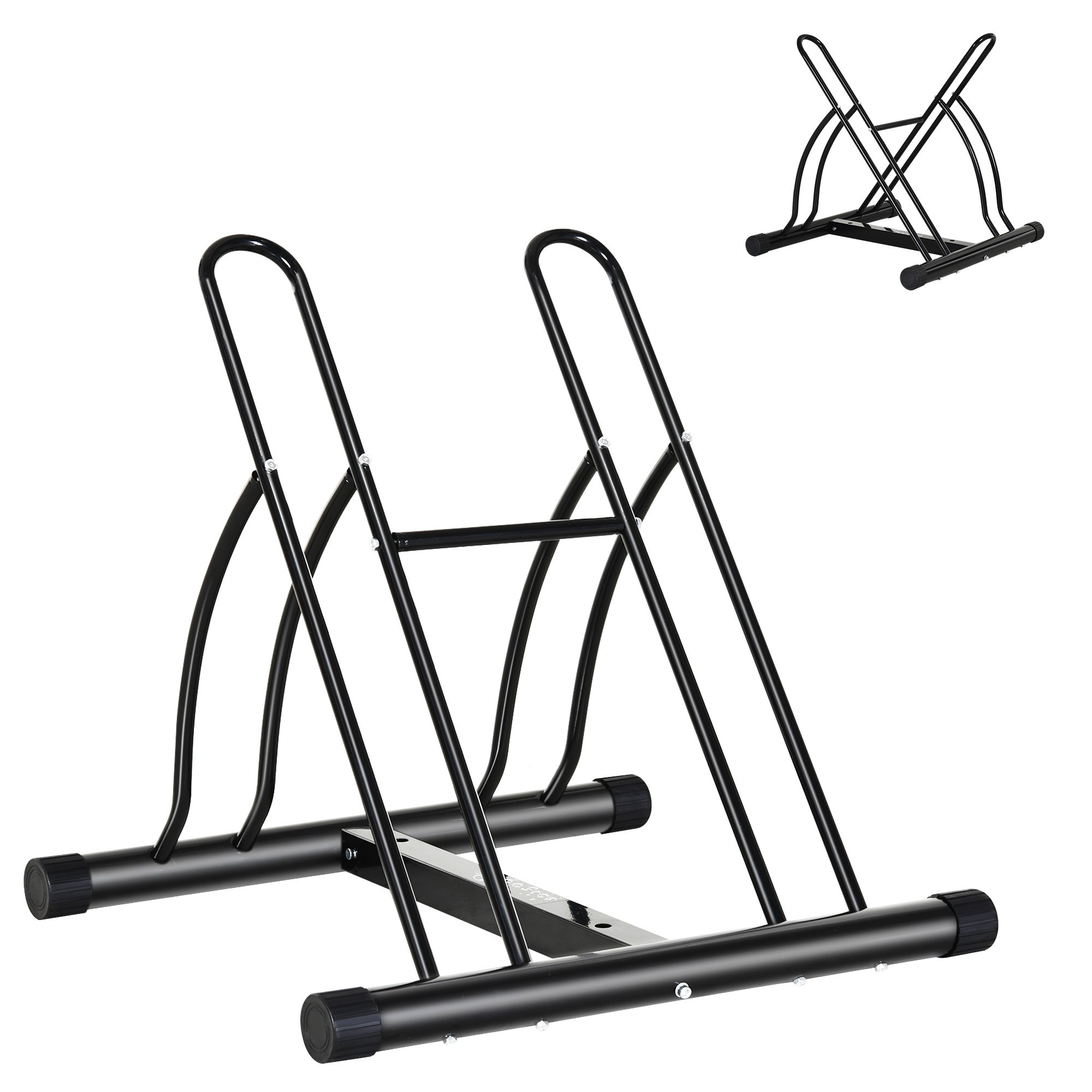 TEMU Soporte modular para bicicletas HOMCOM para 2 bicicletas, 54L x 60A x 57Al cm, acero epoxi, negro