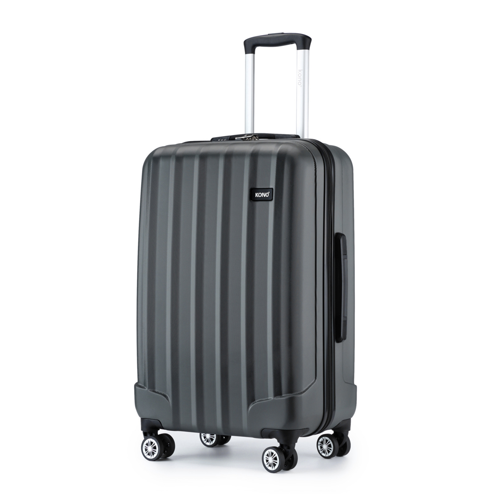 Image of 3 Pcs Of Kono 20inch 24inch 28inch Grey Suitcase Set Abs Hard Shell Trolley Case Lightweight Luggage With 4 Wheels And Combination To School Holiday Gift