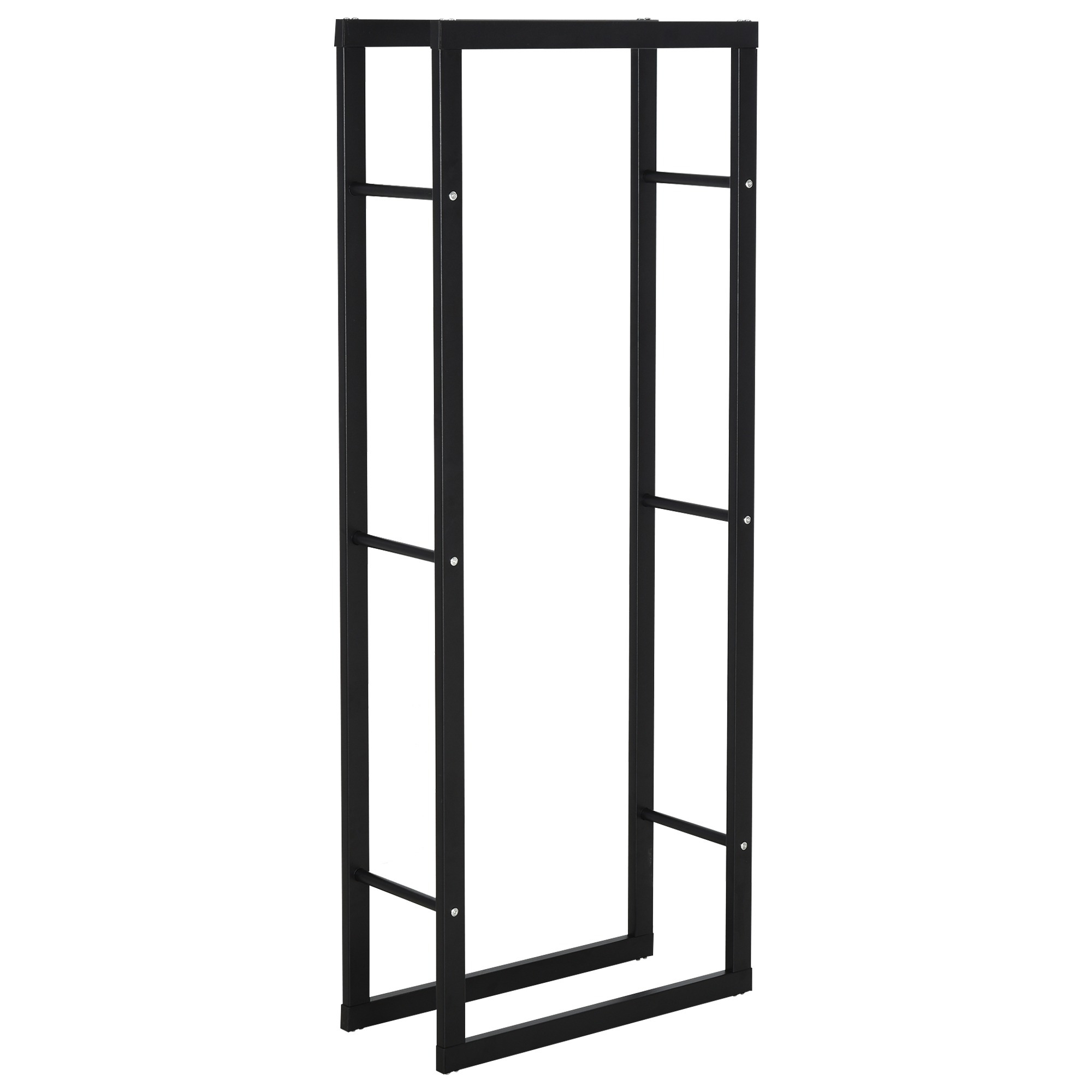 

HOMCOM Range bûches Etagère porte bois de cheminée porte-bûches intérieur et extérieur charge max. Kg dim. 60L x 25l x 150H cm métal noir