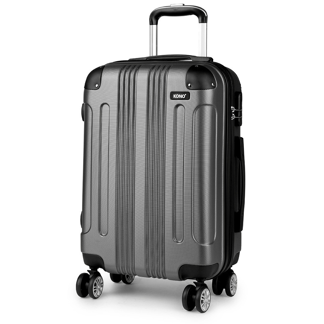 Image of 3pcs Of Grey Panda Design Suitcase Set Panda Design Abs Hard Shell Luggage With Tsa Combination Lock Spinner Wheels Back To School Black Friday Thanksgiving Christmas Holiday Gift
