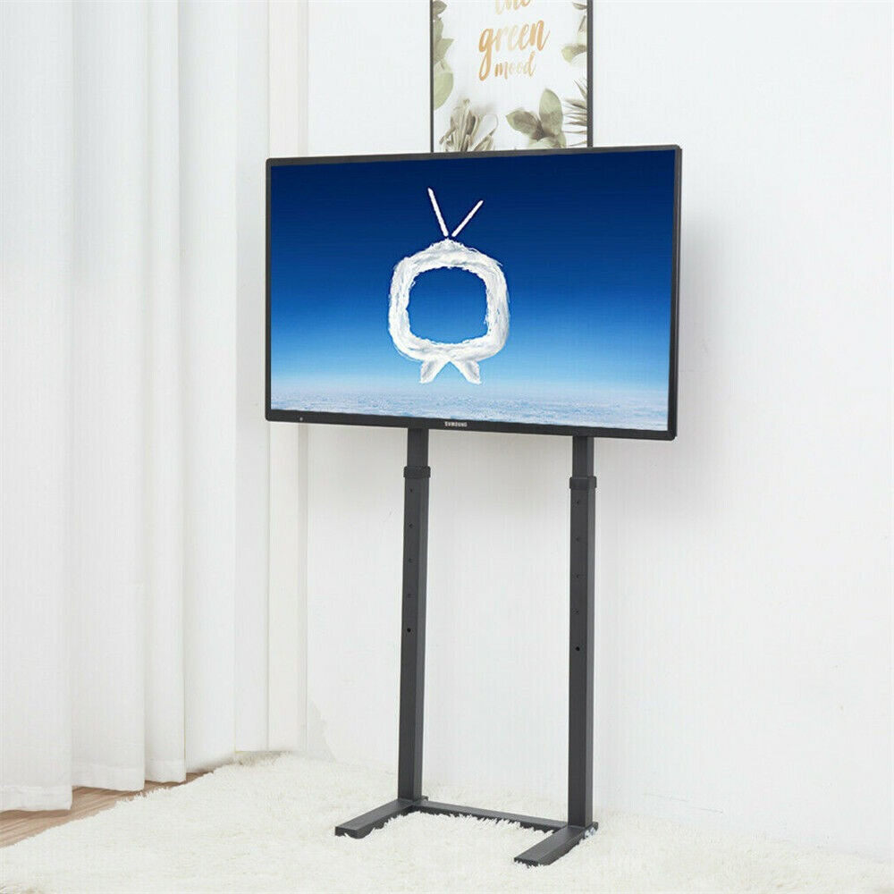 E-shop Höhenverstellbarer TV-Ständer, auf dem Boden montierte TV-Halterung, geeignet für 32-65 Zoll große Flachbild-LED- und LCD-Bildschirme, für