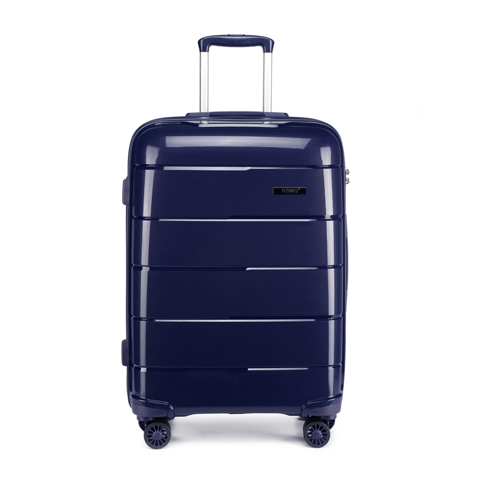 Image of 3pcs Of Navy Blue Suitcase Set Hard Shell Suitcase Trolley Travel Suitcase With 4 Wheels And Polypropylene Trolley Case, , Lightweight 4 Wheel Polypropylene Hard Case With Back To School Holiday Gift