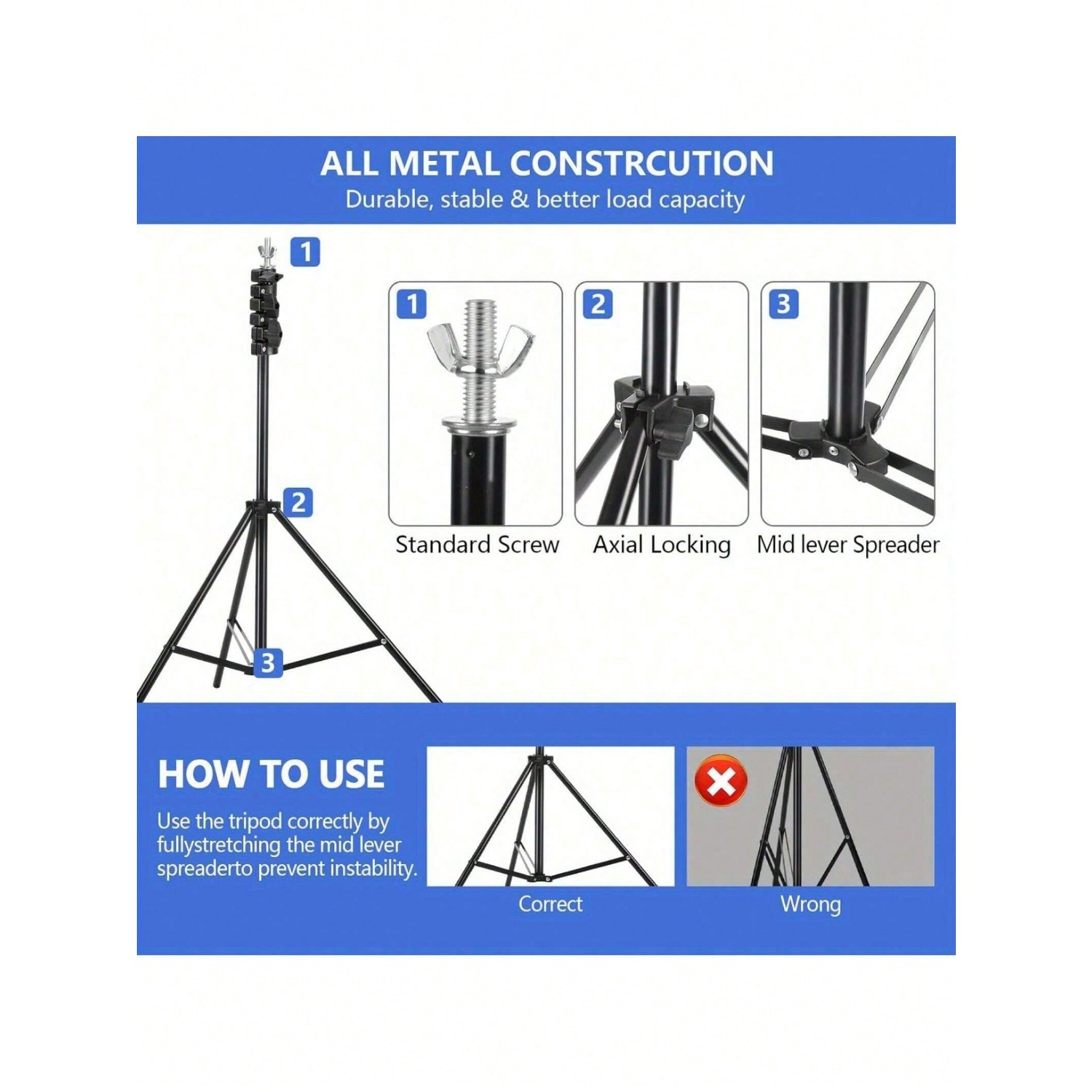 Background Stand Adjustable Background 25mm Background Frame With 3 Pieces Of Background Clamps, 3 Pieces Of Photo Backgrounds, 1 Carrying Bag, For Product Photography