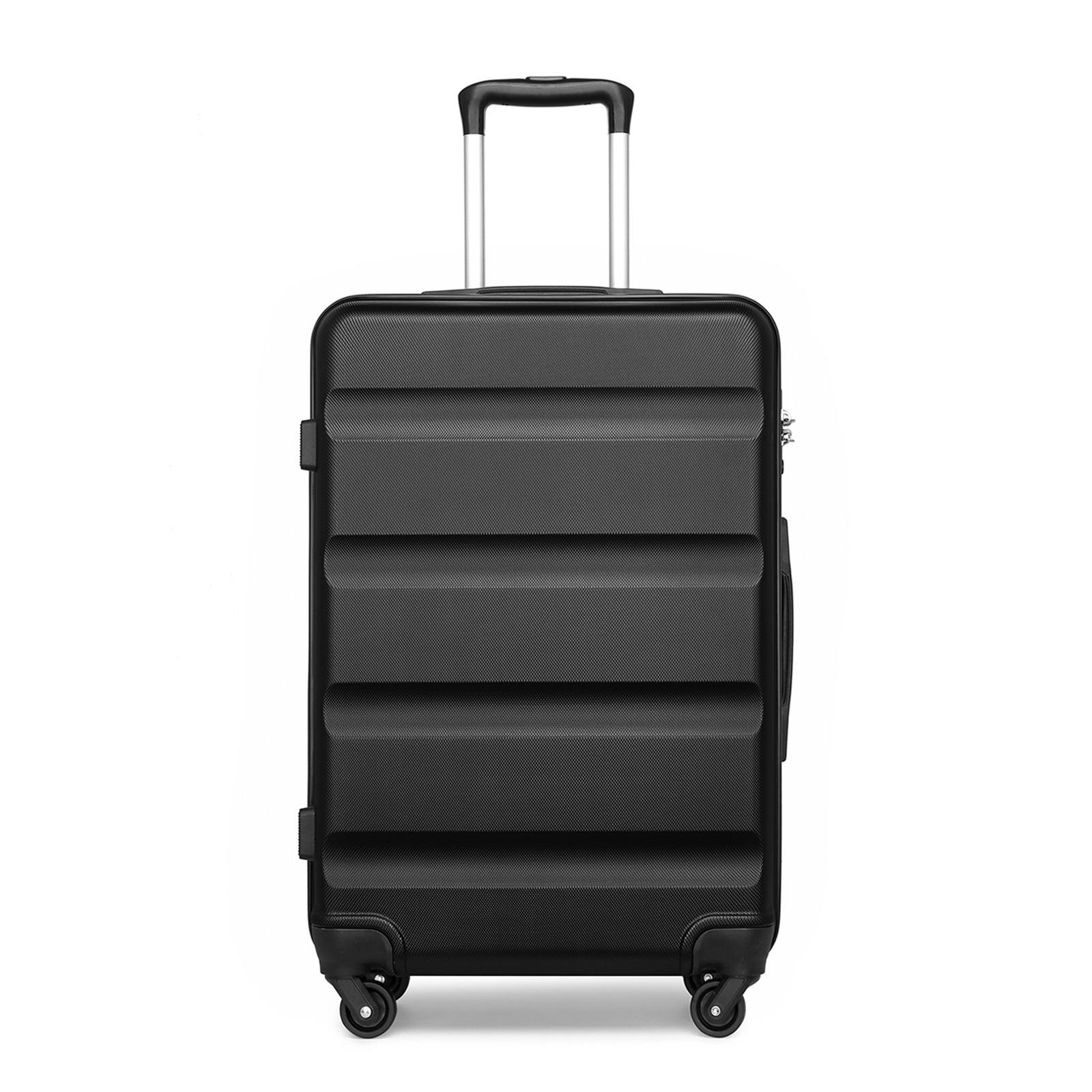 3pcs Of Black Suitcase Set Horizontal Design Abs Hard Shell Luggage With Spinner Wheel Black Friday Thanksgiving Christmas Gift
