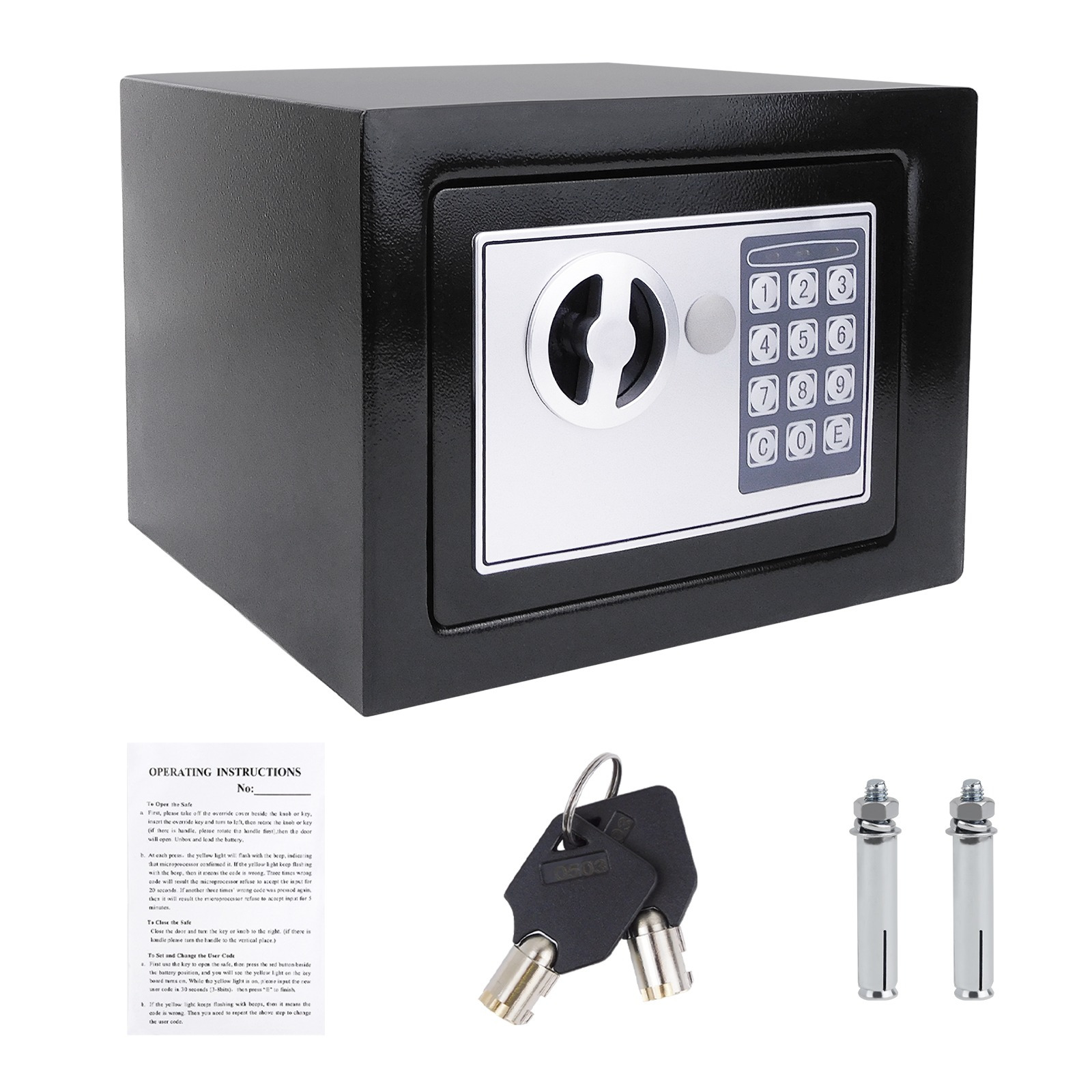 TEMU Safe Small Electronic Safe Fireproof Electronic Safe Electronic With Emergency Office Safe Black 4.6l