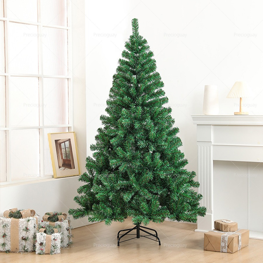 TEMU Árbol de Navidad verde ordinario 120-210cm decoración navideña base metálica 184-668 piezas