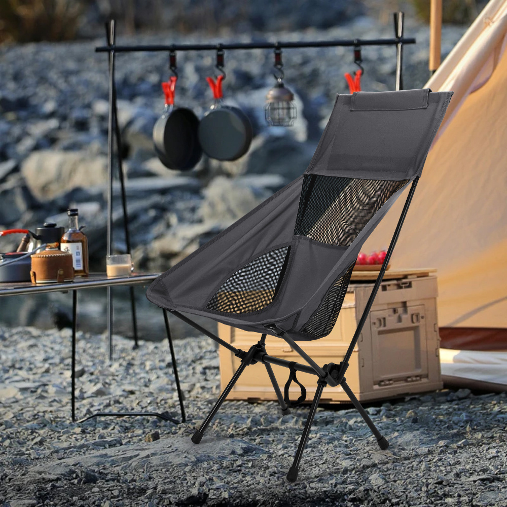 folding hiking chair portable camping adjustable height chairs outdoor use for picnic camping painting parties fishing black 41 80 88cm details 6