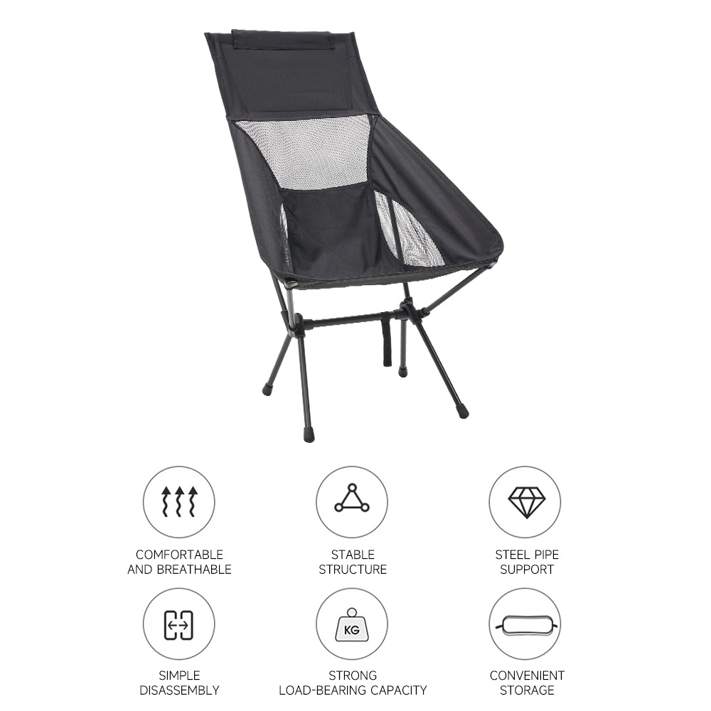 folding hiking chair portable camping adjustable height chairs outdoor use for picnic camping painting parties fishing black 41 80 88cm details 11