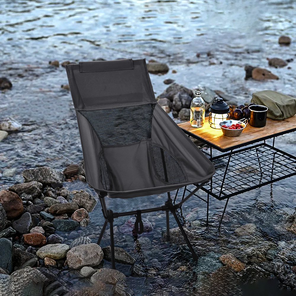folding hiking chair portable camping adjustable height chairs outdoor use for picnic camping painting parties fishing black 41 80 88cm details 9