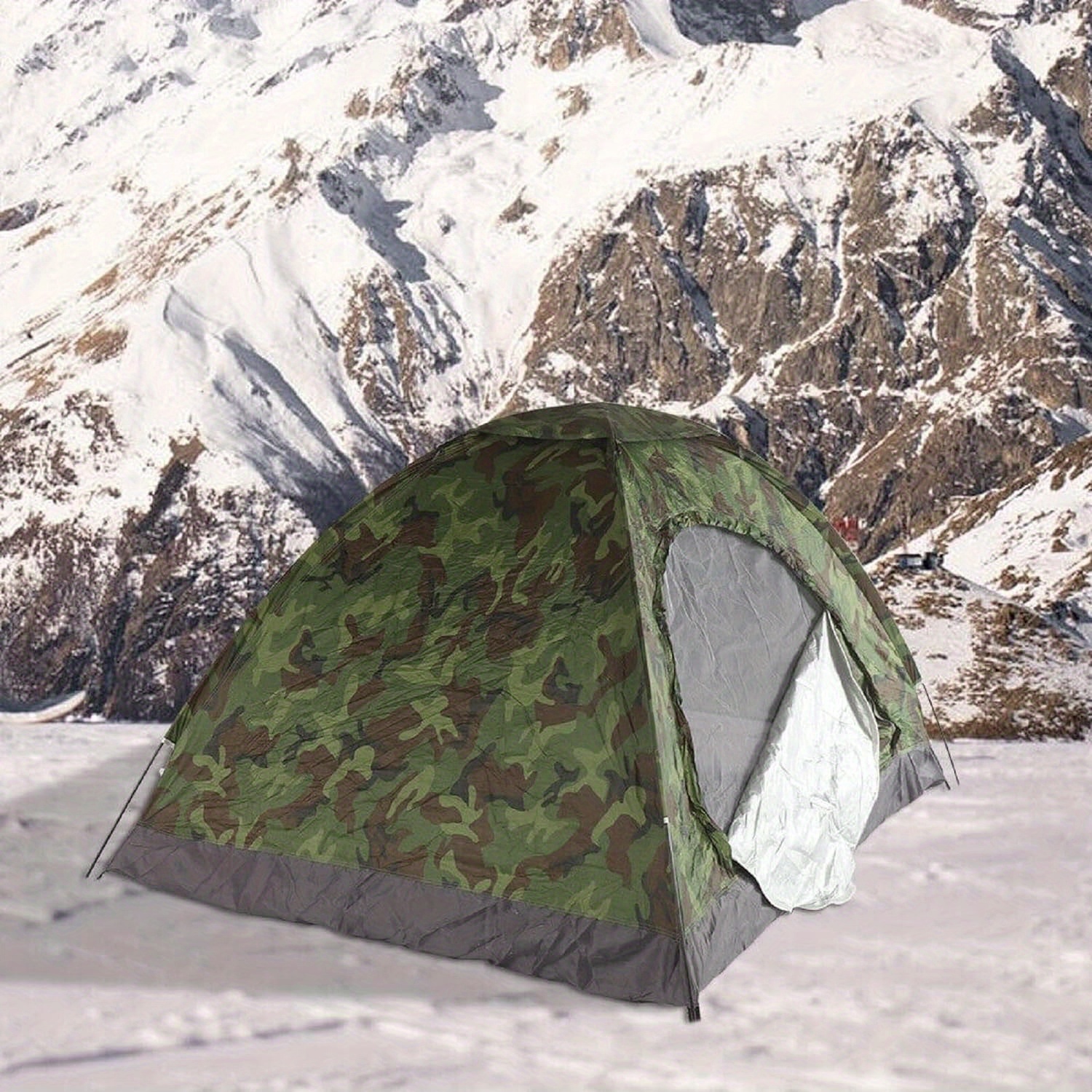 Image of 200 X 150 X 110 Cm Pop-up Camping Tent For 2-3 People Camouflage Mountaineering Dome Tent For Outdoor Travel