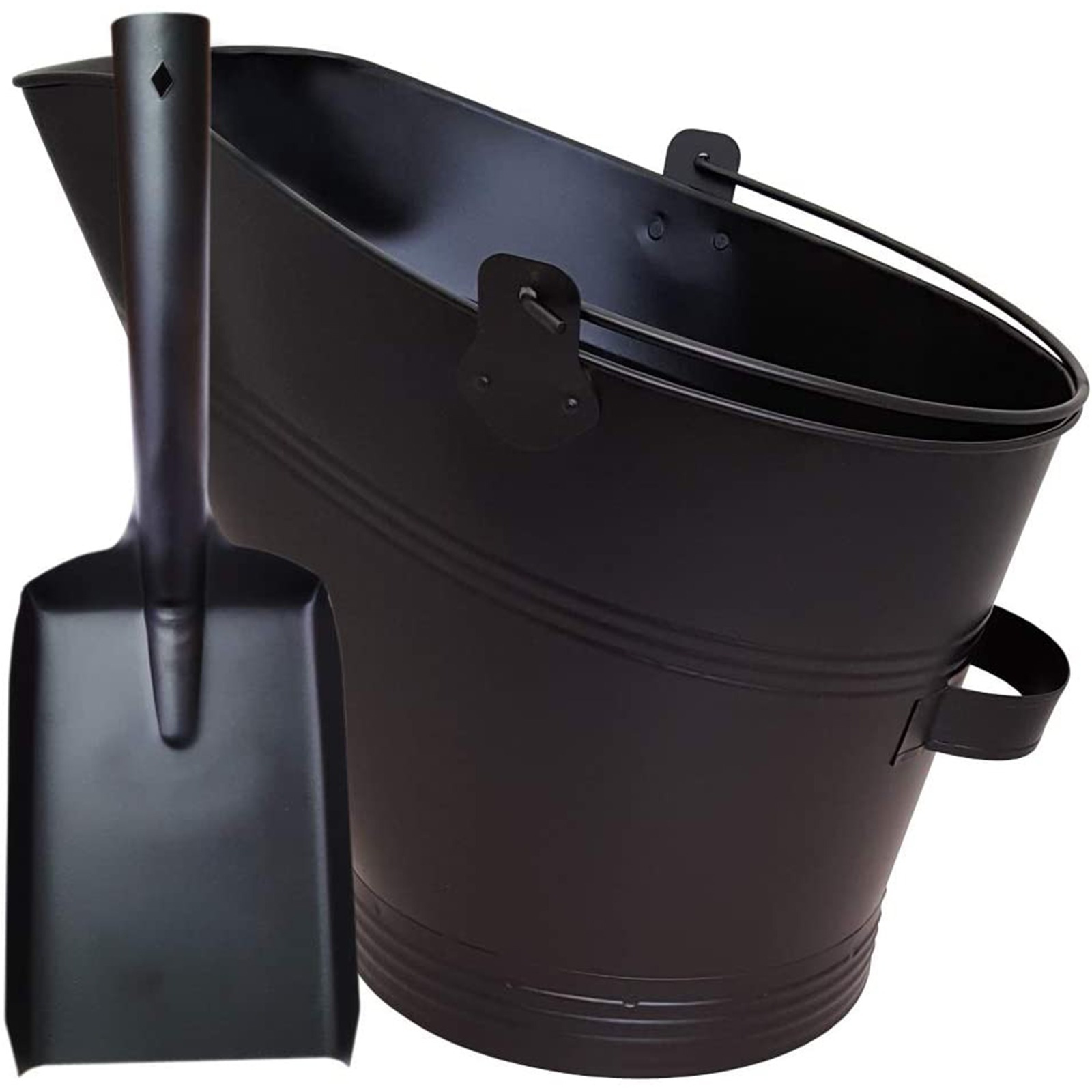 TEMU Fireplace Bucket - Style With Small Hand Shovel - Metal Fire Ash Bucket For Fireplaces - Storage Fire Accessories Bucket - Black