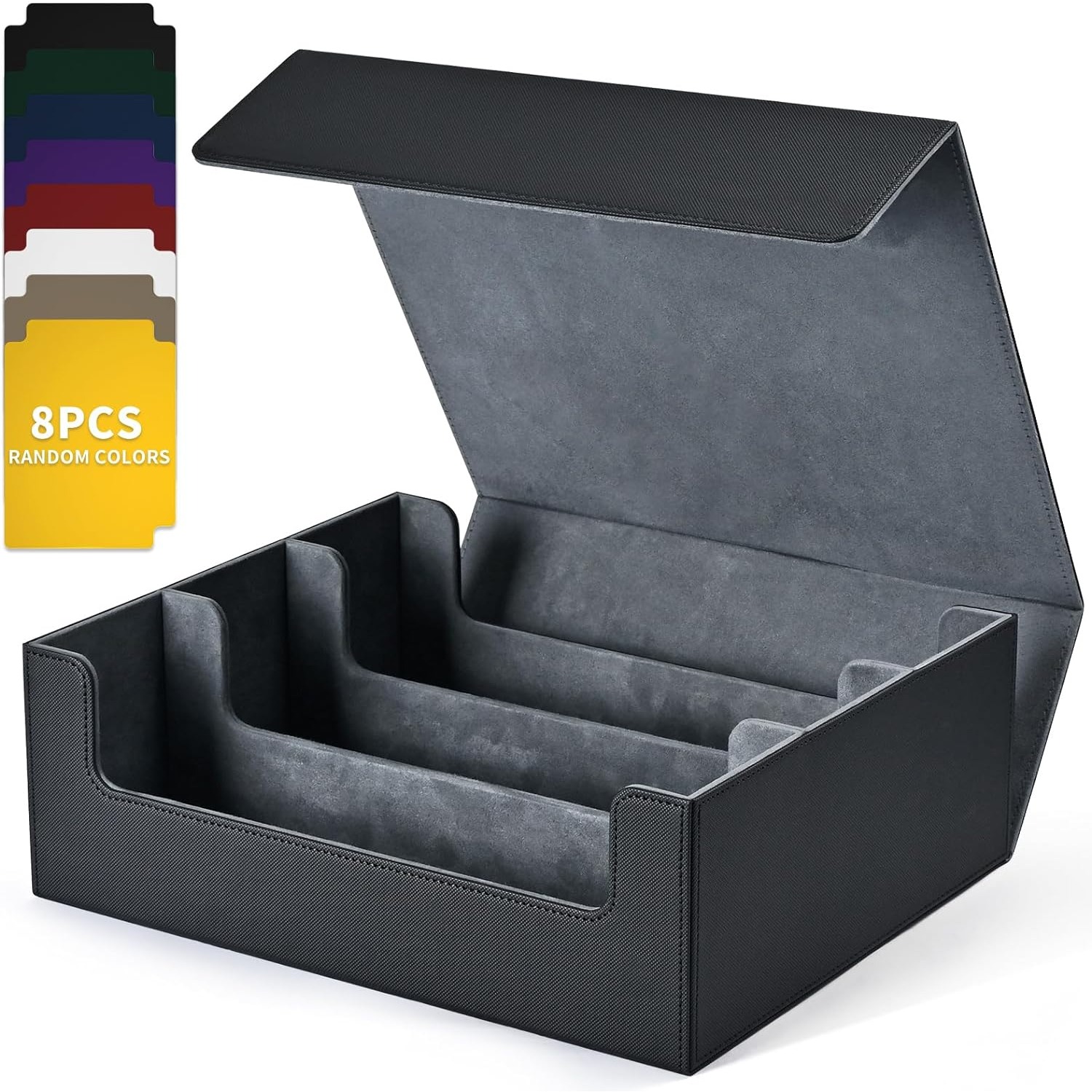 TEMU Collectible Card Storage Boxes For 1800 Cards Premium Magnetic Deck Boxes Leather Deck Case With Partitions, Playing Card Deck Box For Tcg Magic