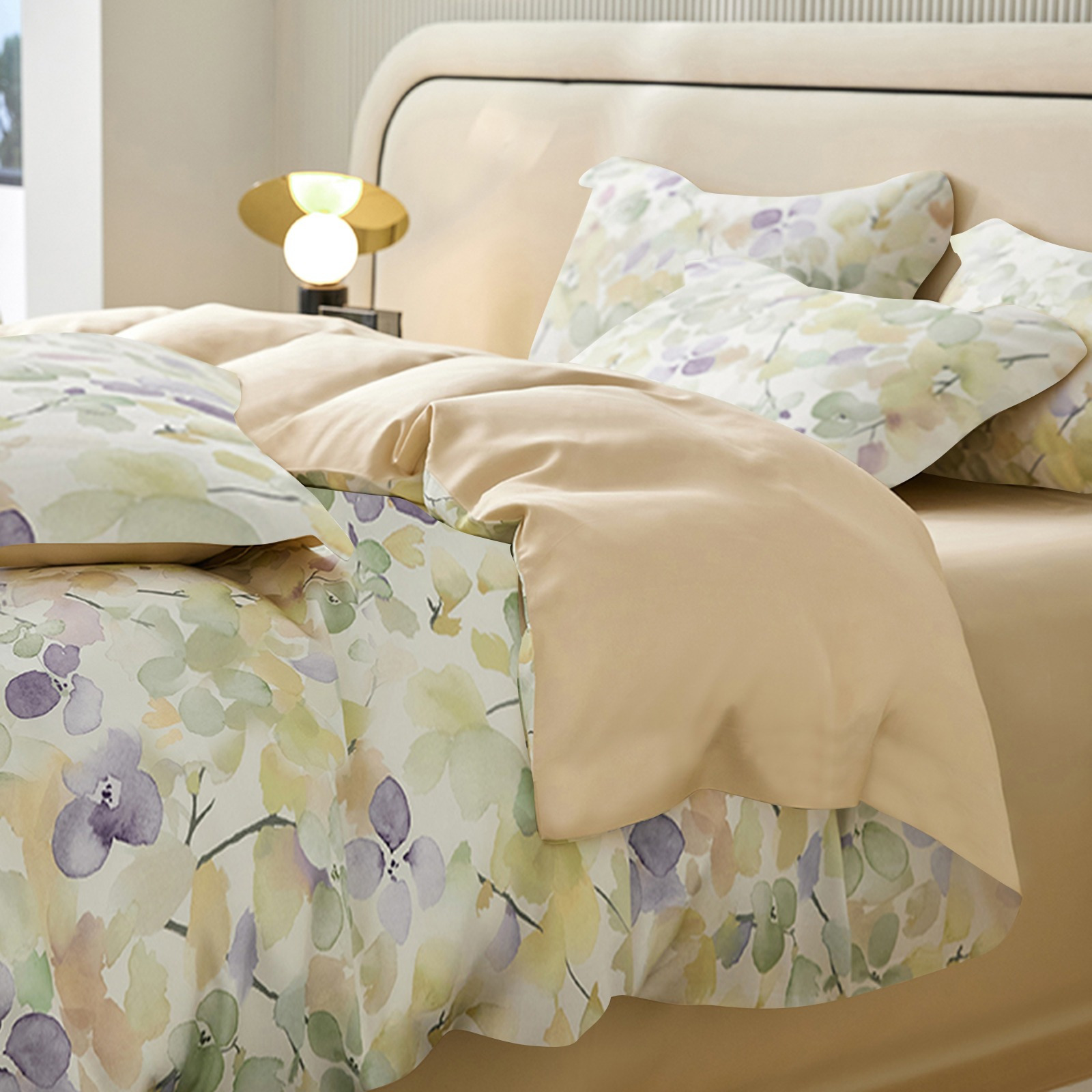 Image of Flowers Bed Sheet Botanical Pattern Duvet Cover Colorful Flowers Plants Reversible Bedding Set Microfiber Vintage Duvet Cover With Zipper And Pillowcase 80x80cm
