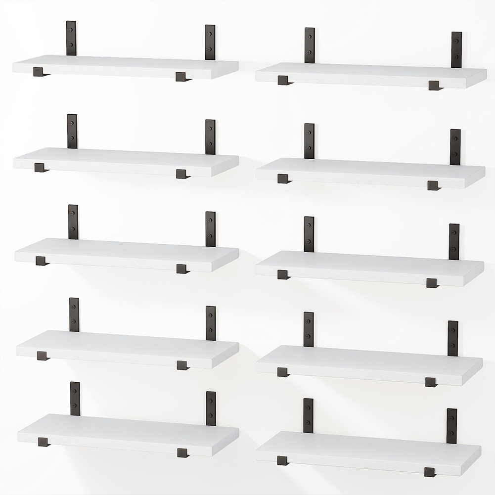 TEMU BAKAJI Conjunto de 10 estanterías flotantes de madera, estanterías multifuncionales con soportes metálicos, ideales para dormitorio, , cocina,