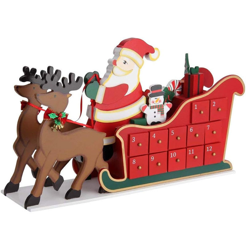 TEMU Calendario de Adviento navideño de madera BAKAJI con 24 cajones numerados para rellenos sorpresa, decoraciones navideñas para el hogar con forma