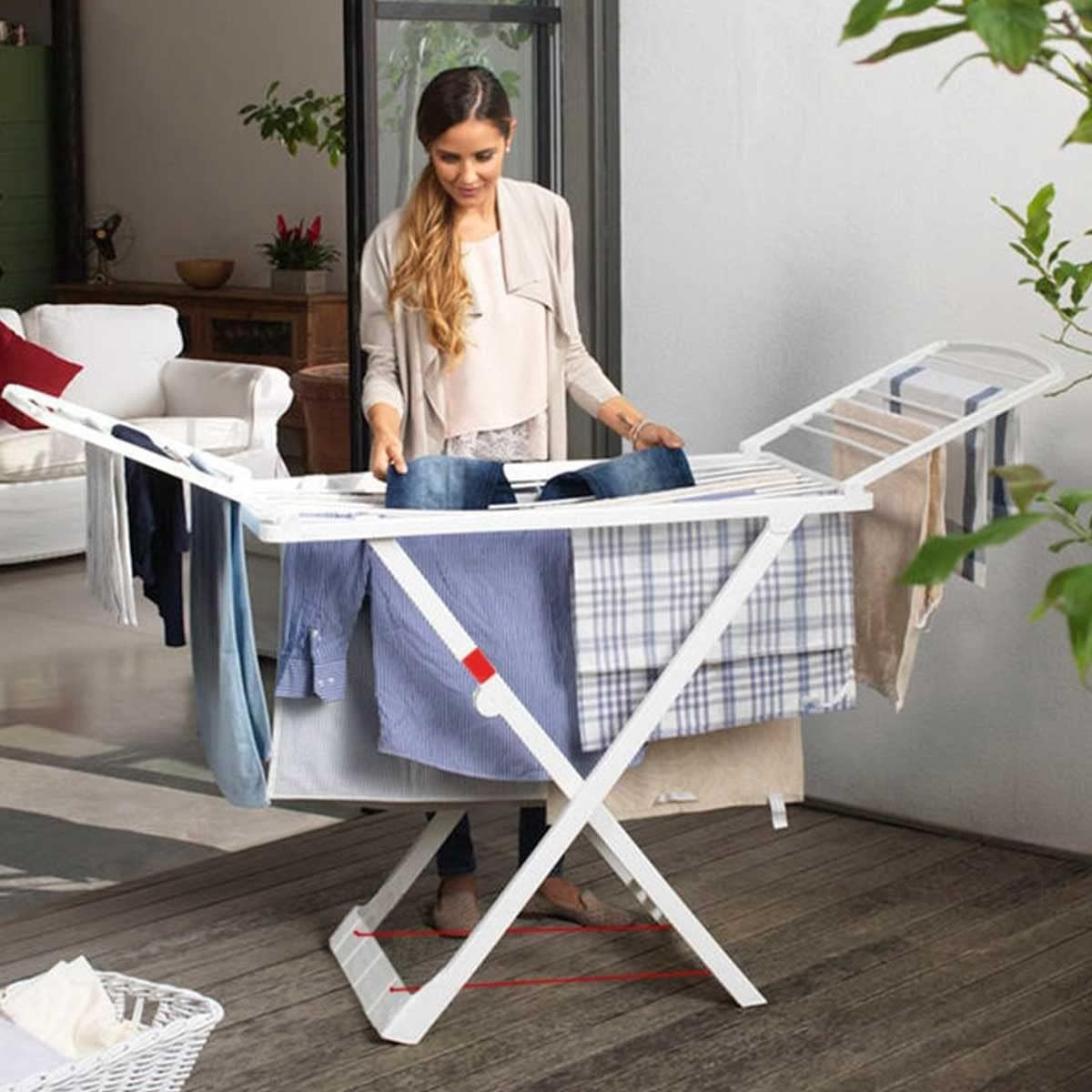 TEMU Tendedero Plegable con , 20 Metros de Superficie de Tendido, de Resina Resistente al Sol y a , 180 x 108 x 55 cm - Dekohome
