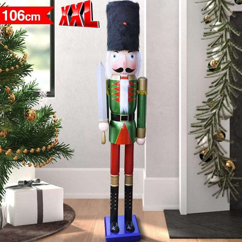 

Bakaji Xxl Wooden Christmas Height 106 Cm Statue Painted Clothes And In Mechanism Christmas Decorations