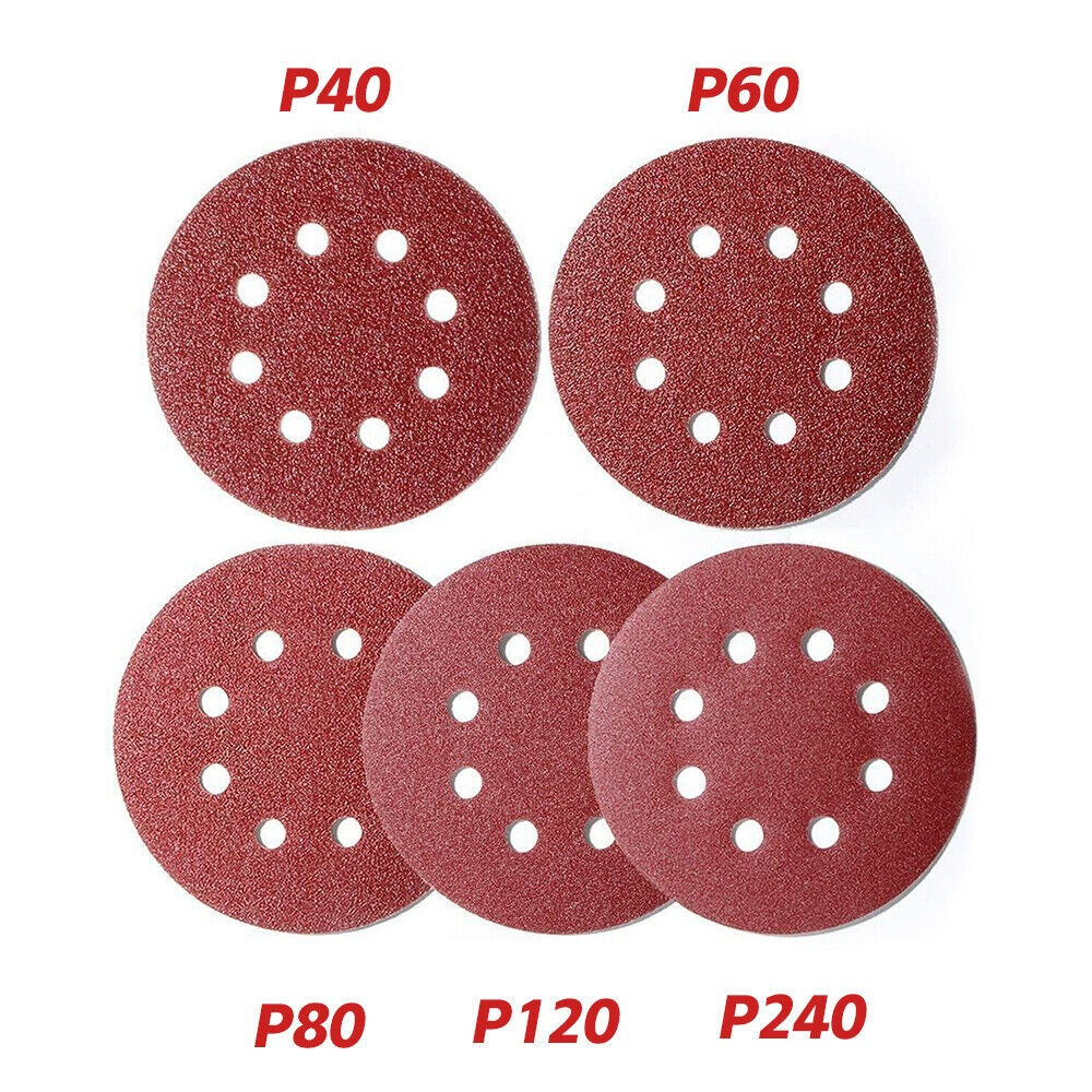 

125 Pcs Sanding Discs 125mm Sander Sandpaper Sanding Sheets 8 Holes