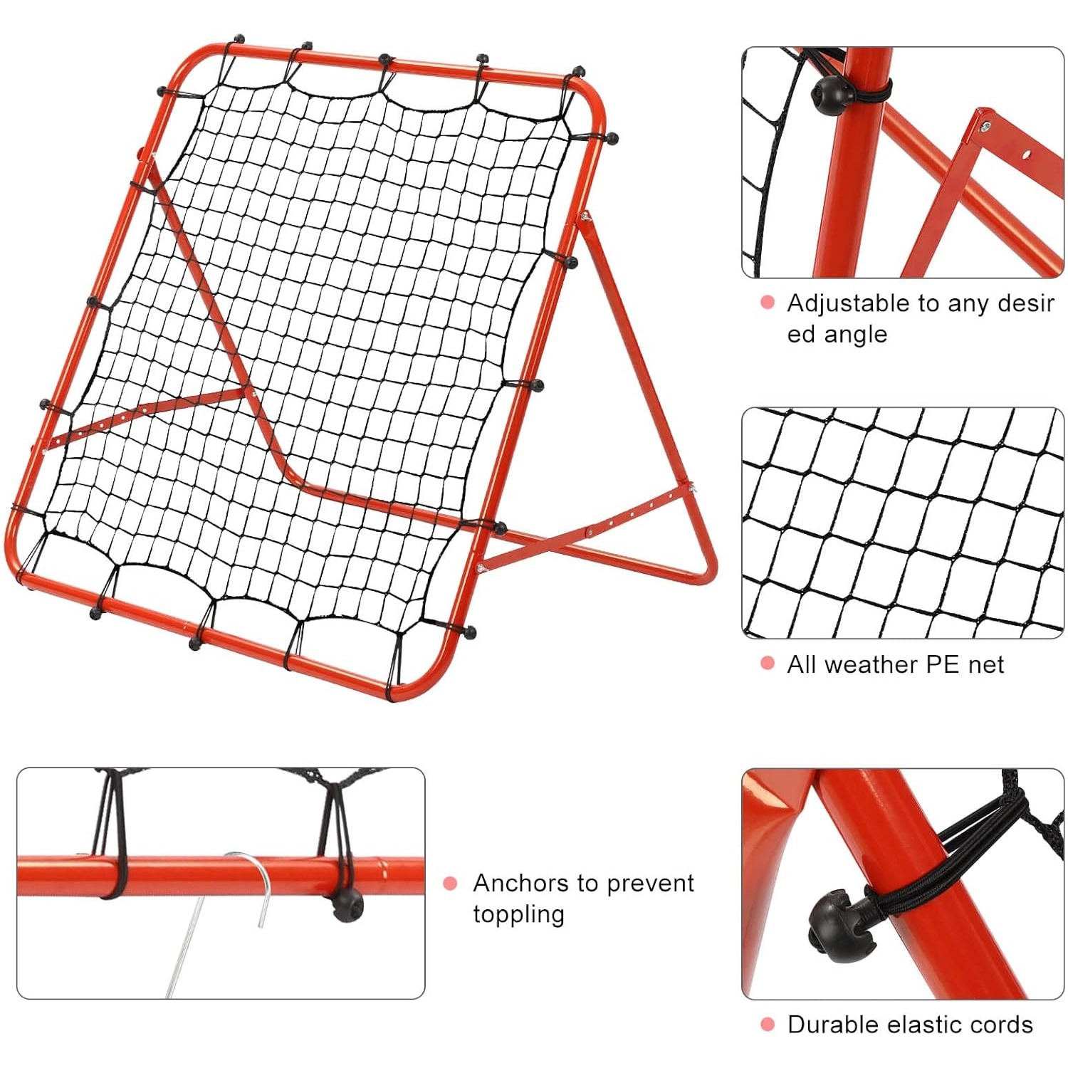 TEMU 100x100cm Football Rebounder Net Practise Football Training Net Aid Goal Soccer Training Equipment Red