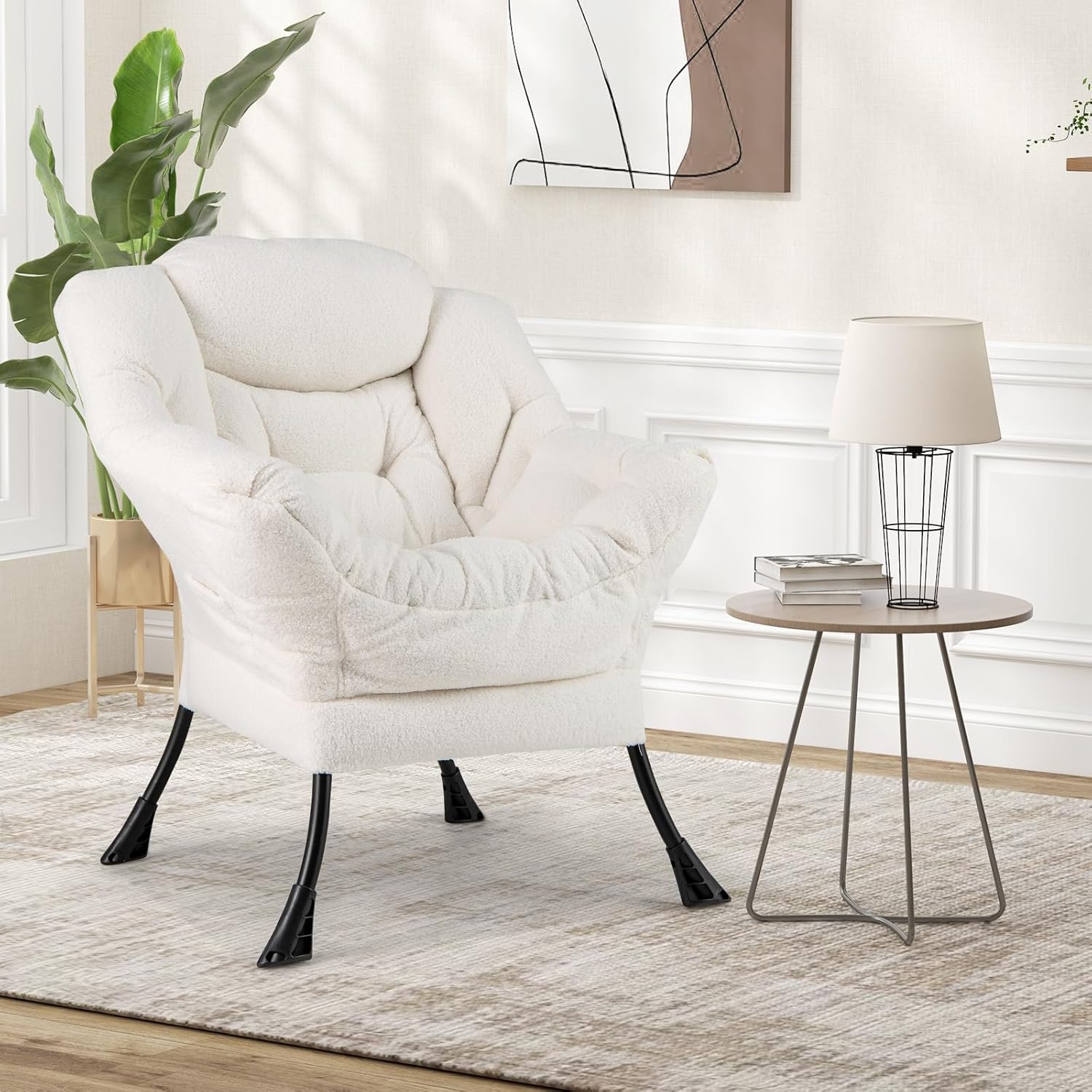 Image of Upholstered Armchair, Relaxing Chair With Armrests And Side Pocket, Lounge Chair, Tv Chair, Recliner For Living Room, Bedroom, Office Beige