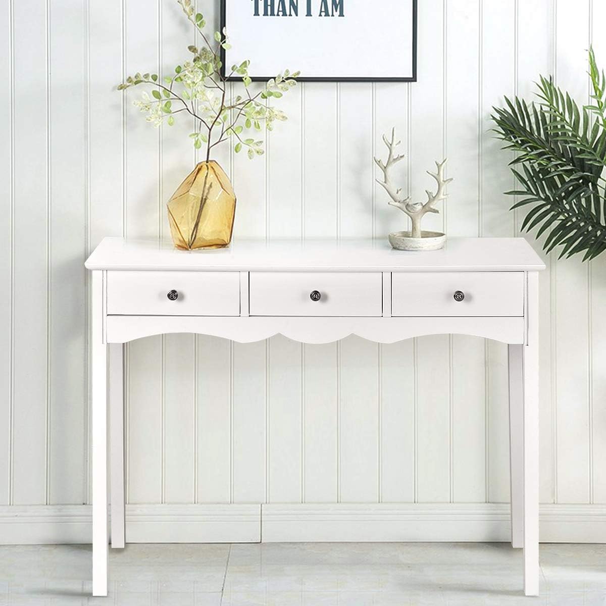 Image of Console Table With 3 Drawers, Hallway Table, Side Table For Hallway, Living Room, Bedroom, X 32 X 75 Cm White