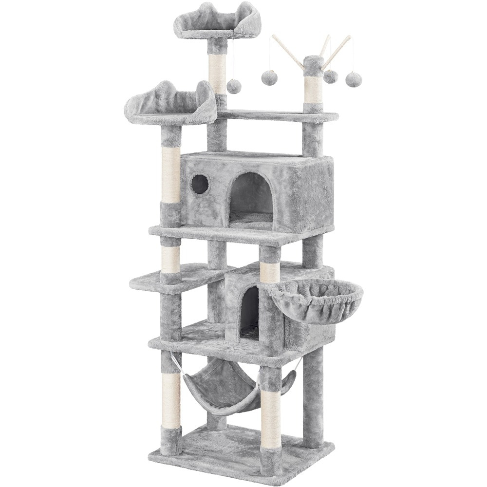 

Yaheetech Cat Tree 170cm Cat Scratching Post With Viewing Platform Cat Caves Cat Tree Plush Balls Climbing Tree For Cats