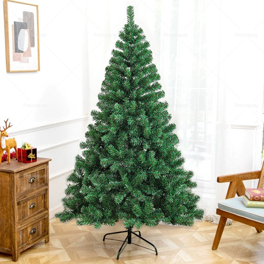TEMU Árbol de Navidad verde ordinario 120-210cm decoración navideña base metálica