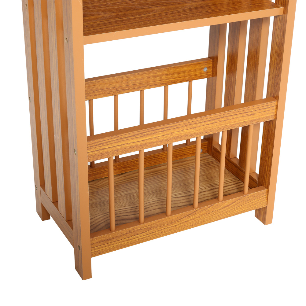 Modern Wooden Side Table with Storage Shelf and Foldable Desktop