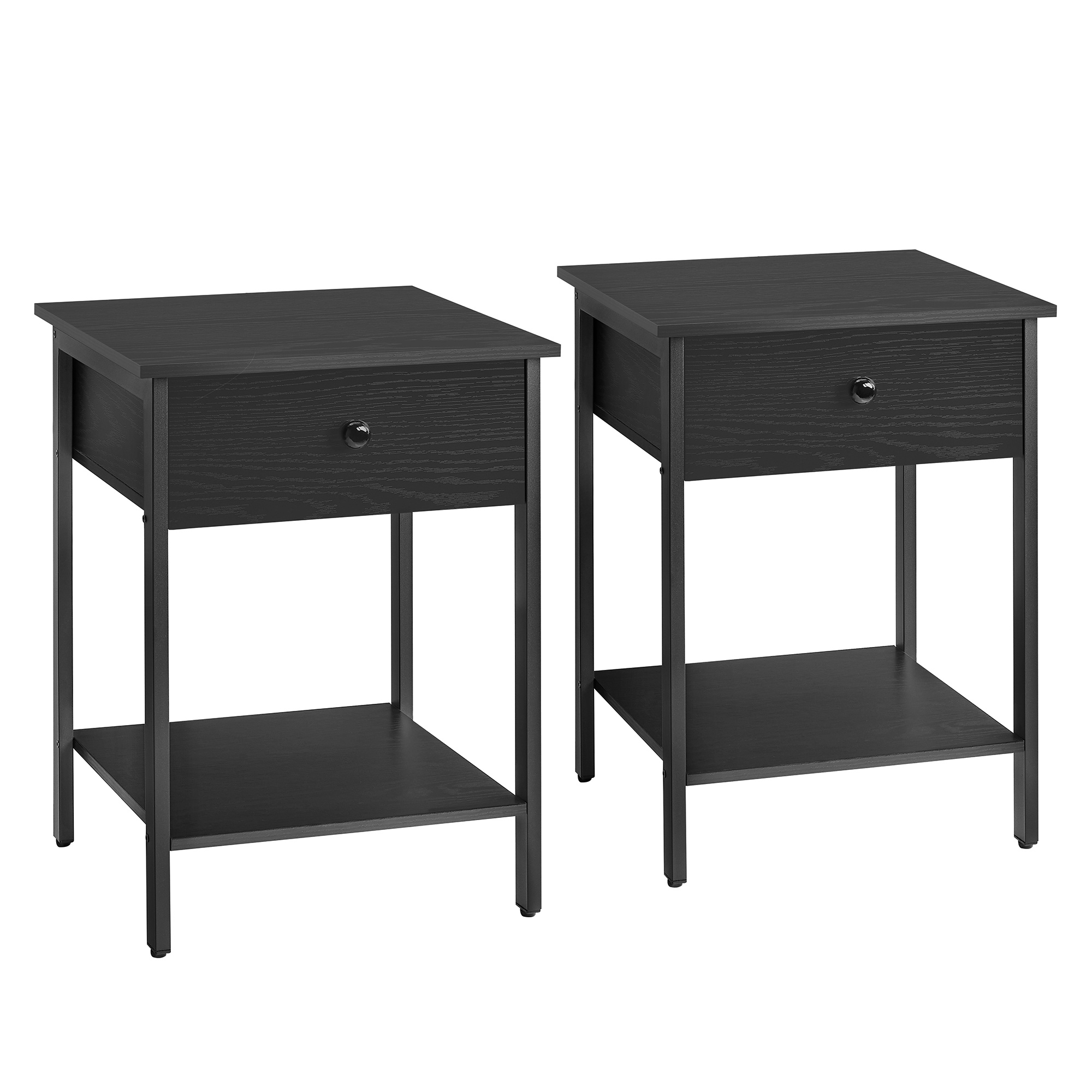 Nightstand, 2pcs Set, Bedside Table With Drawer And Shelf, 40 X 40 X 55 Cm, Bedroom, Living Room, , Easy Assembly