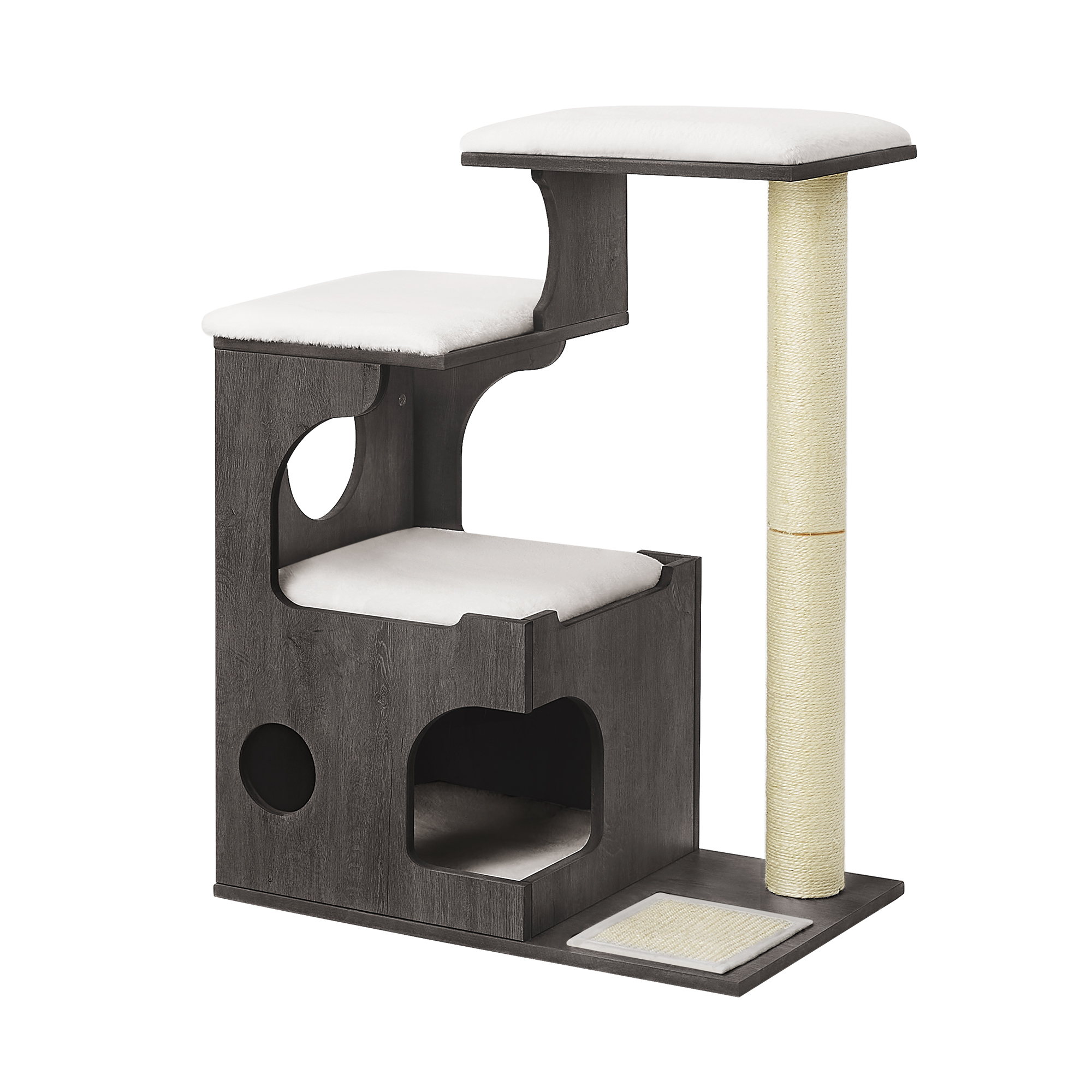 

Feandrea Cat Tree, 86 Cm High Cat Tree, Plywood Cat Scratching Tree, With Den, Lying Areas, And Sisal Scratching Mat, Washable Plush Cushions, Grey