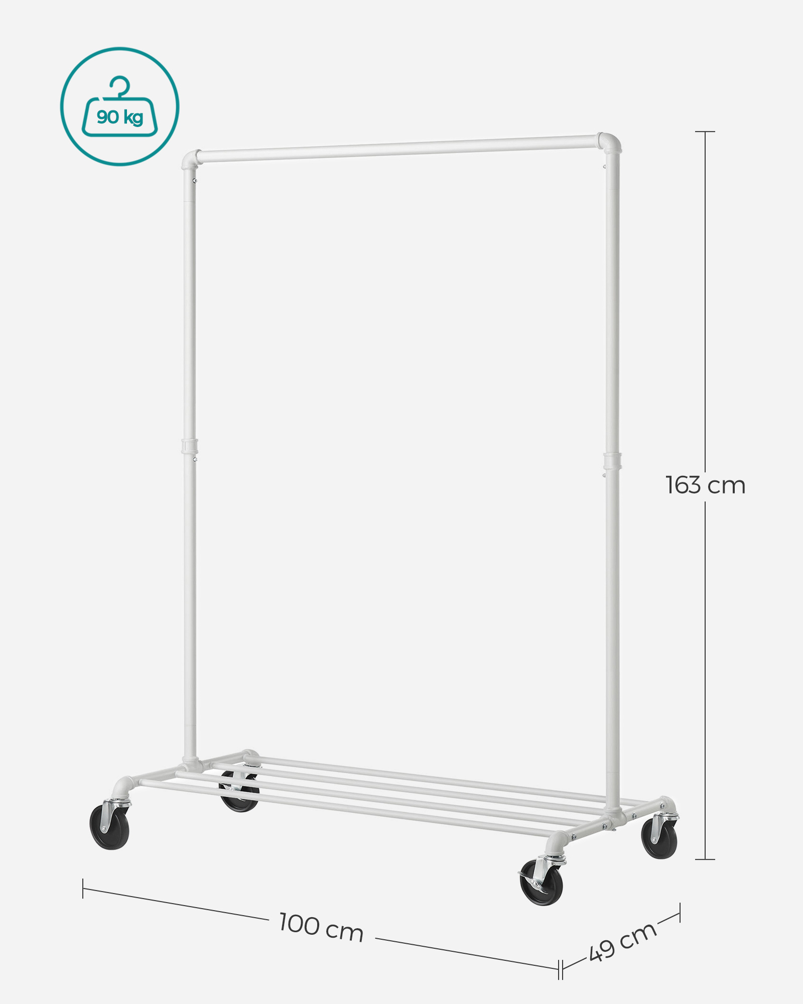 Clothes Rack, With Wheels, Clothes Rail And Shelf, Up To 90 Kg - Home ...