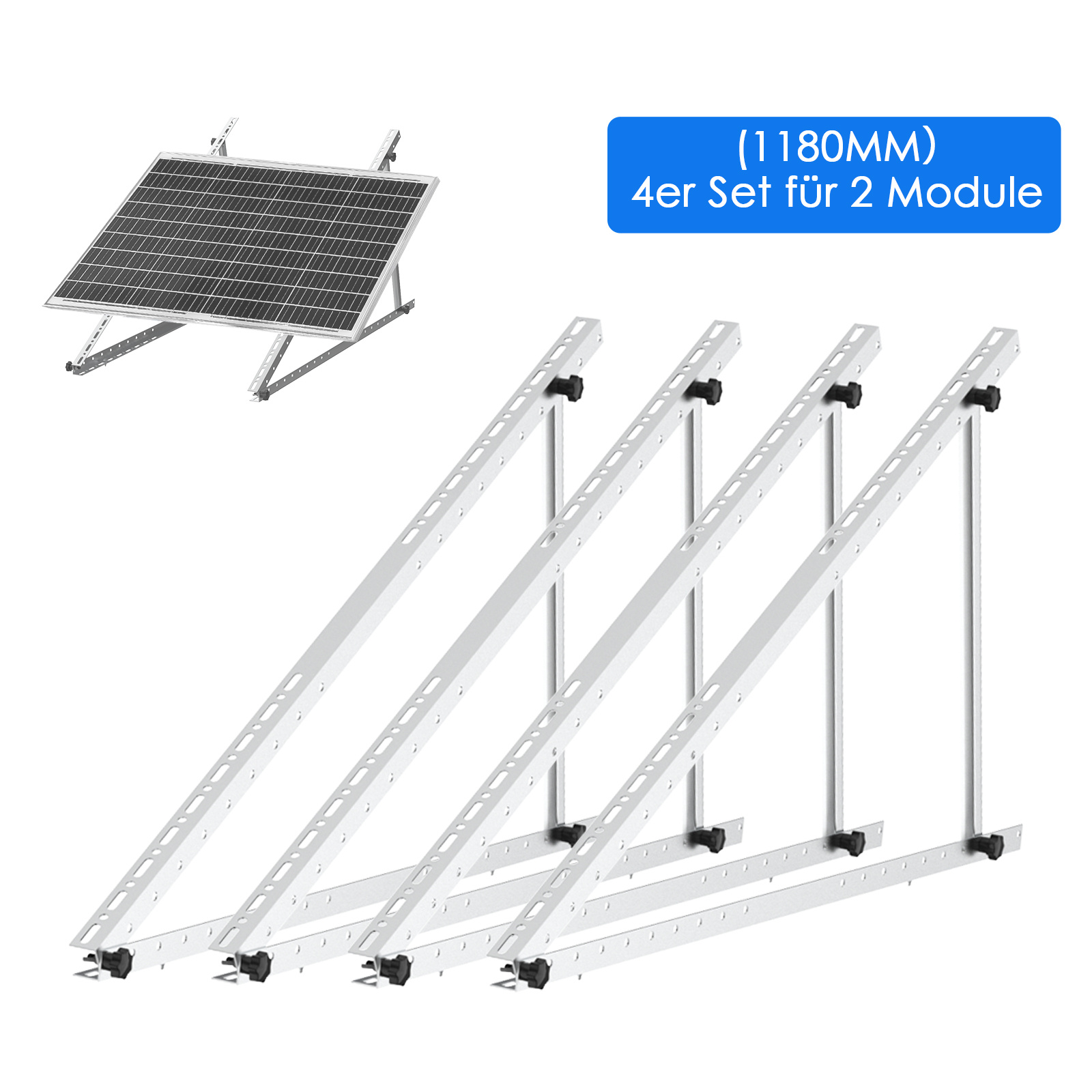 

Solar Module Bracket, Solar Module Mounting Set, Mounting Bracket 15°-30°, Photovoltaic Brackets, For 100w-600w Flat Roof Wall Mounting Photovoltaic Balcony (2 Pairs) 118cm Solar Module Bracket)