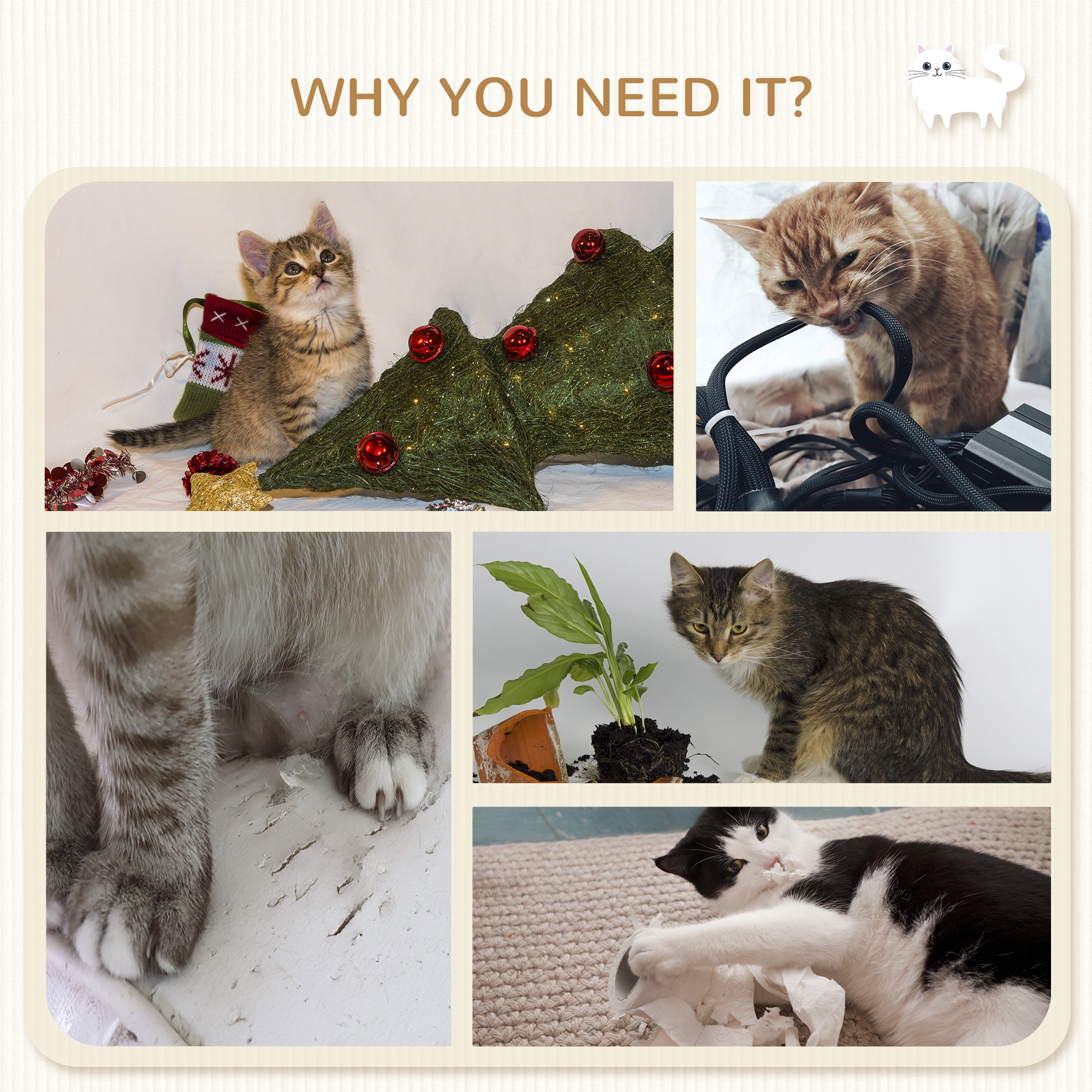 4 Piece Cat Shelves with Hammock and Scratching Posts