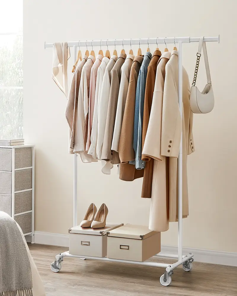 Temu Clothing Racks Clothes Rack On Wheels, Heavy Duty Clothes Rail, With Extendable ...