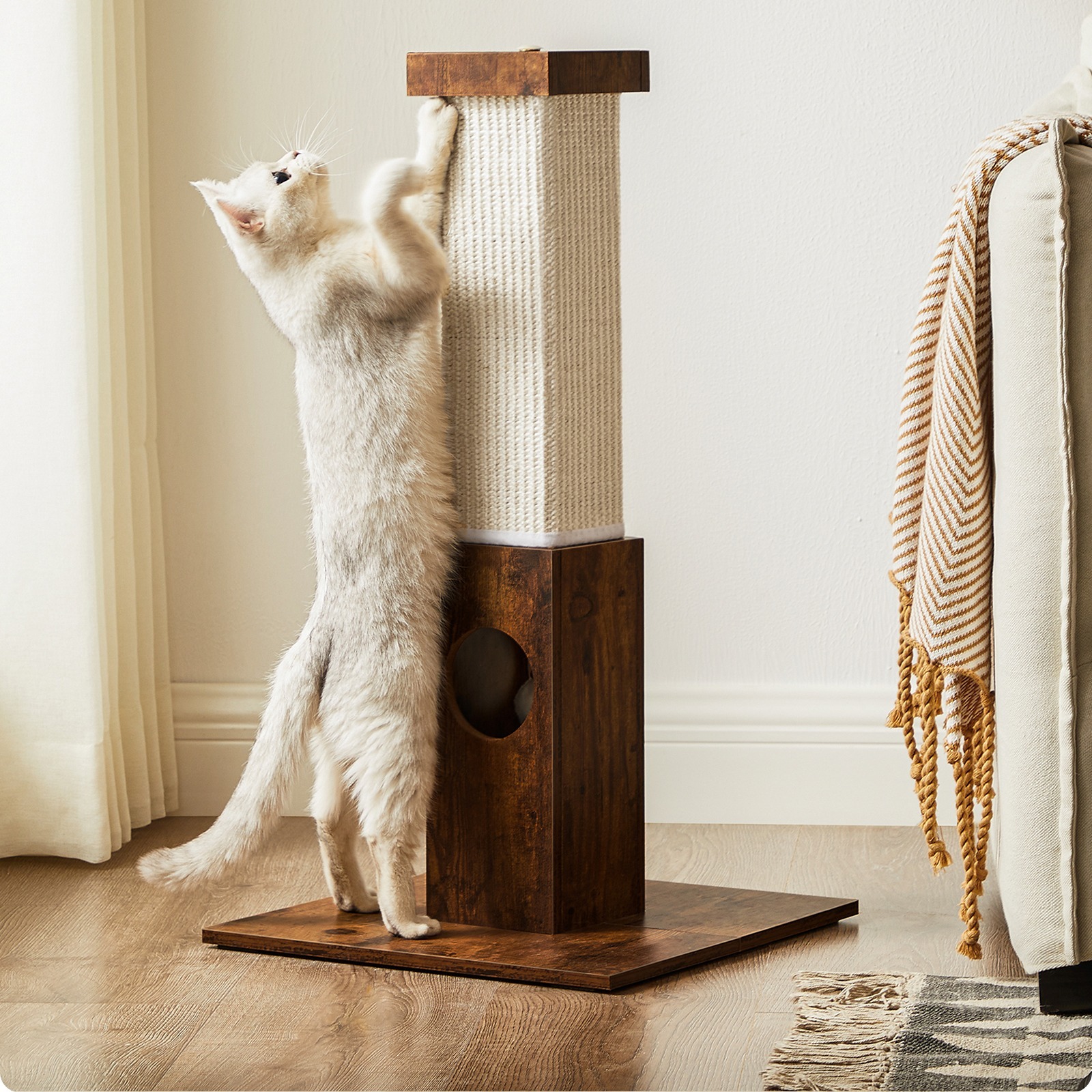 

Feandrea Cat Tree, 73cm Sisal Scratching Post, Wide Base, 4 Anti-slip Pads