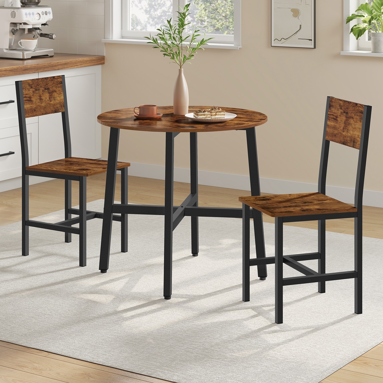 Dining Table With 2 Benches, Kitchen Table, Dining Room Benches, Balcony Table, , Suitable For Kitchens, Apartments, , And /gardens