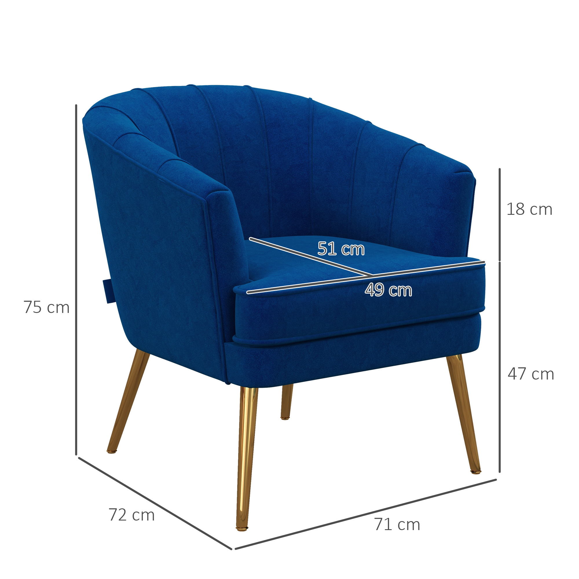 Fauteuil Lounge en Velours Bleu