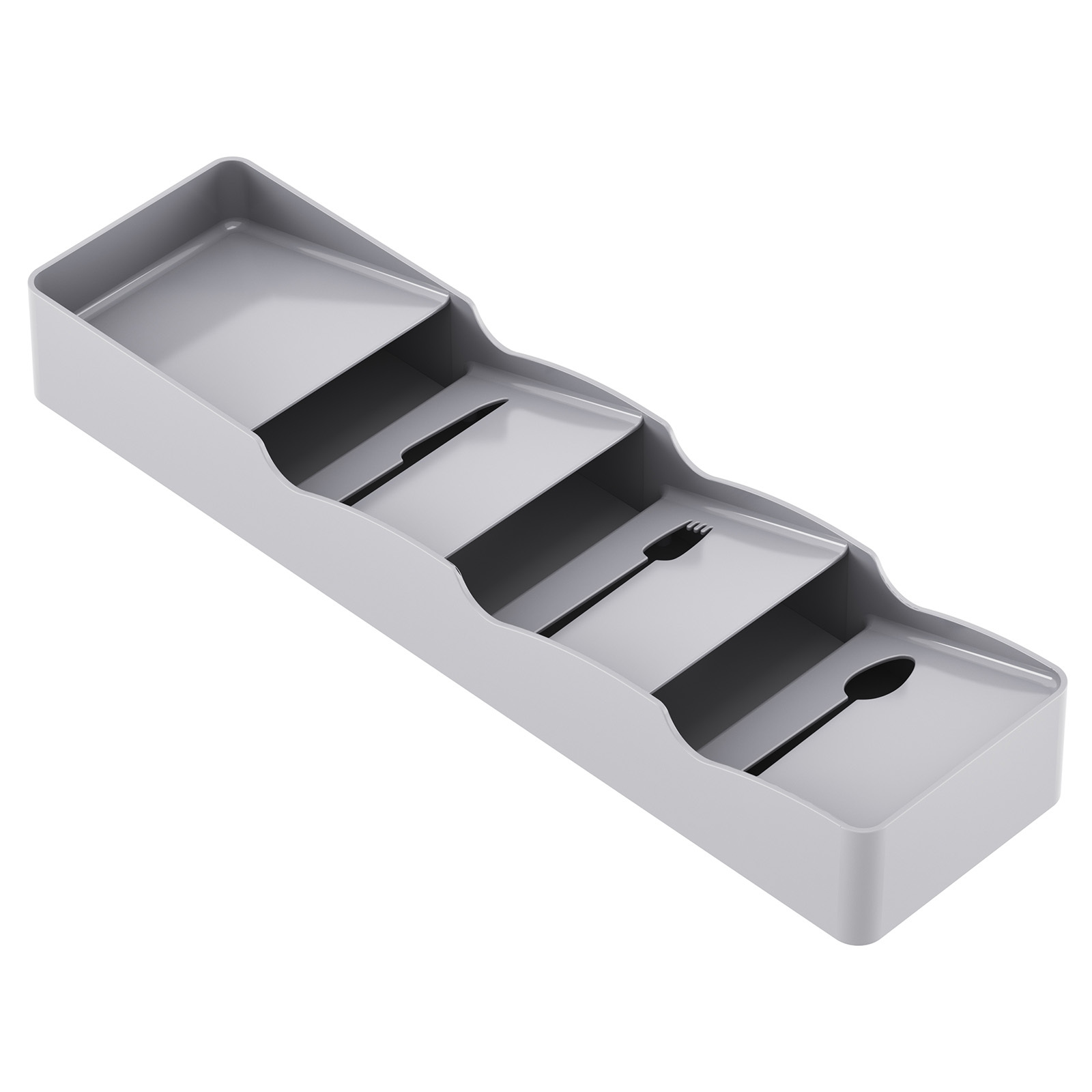 Cutlery Tray For Drawers, Cutlery Tray Small For Kitchen, Plastic Cutlery Organizer For Silverware, Spoons, Forks And Knives, Cutlery Storage, Grey