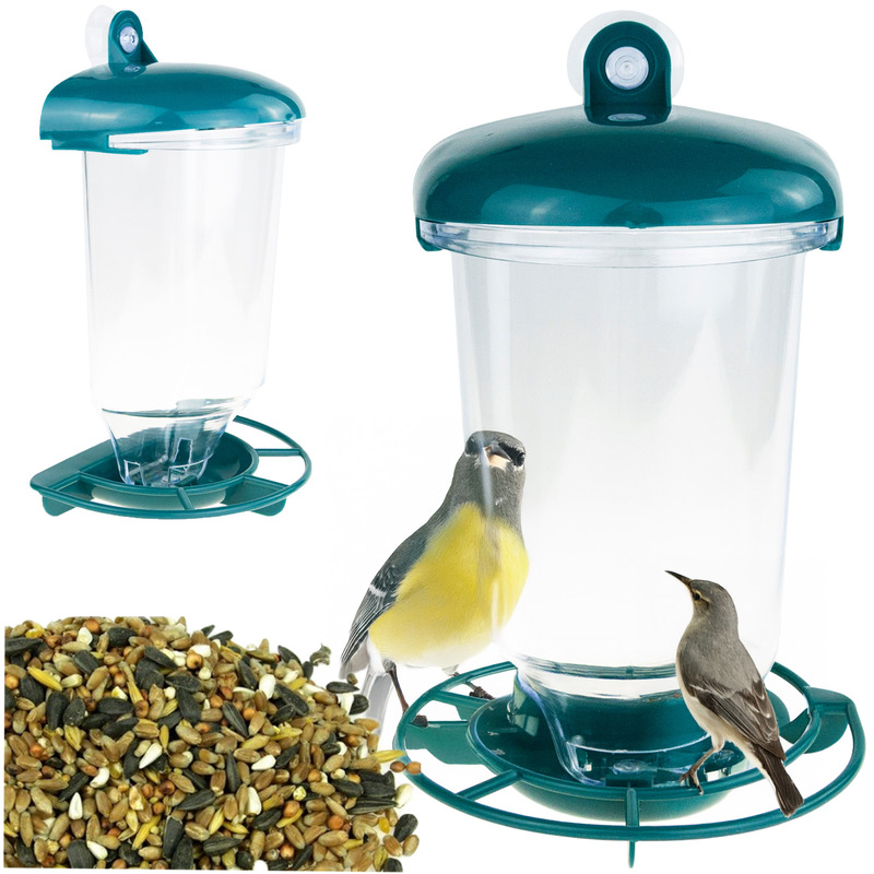 Image of Hanging Bird Feeder With Transparent Tray For Window