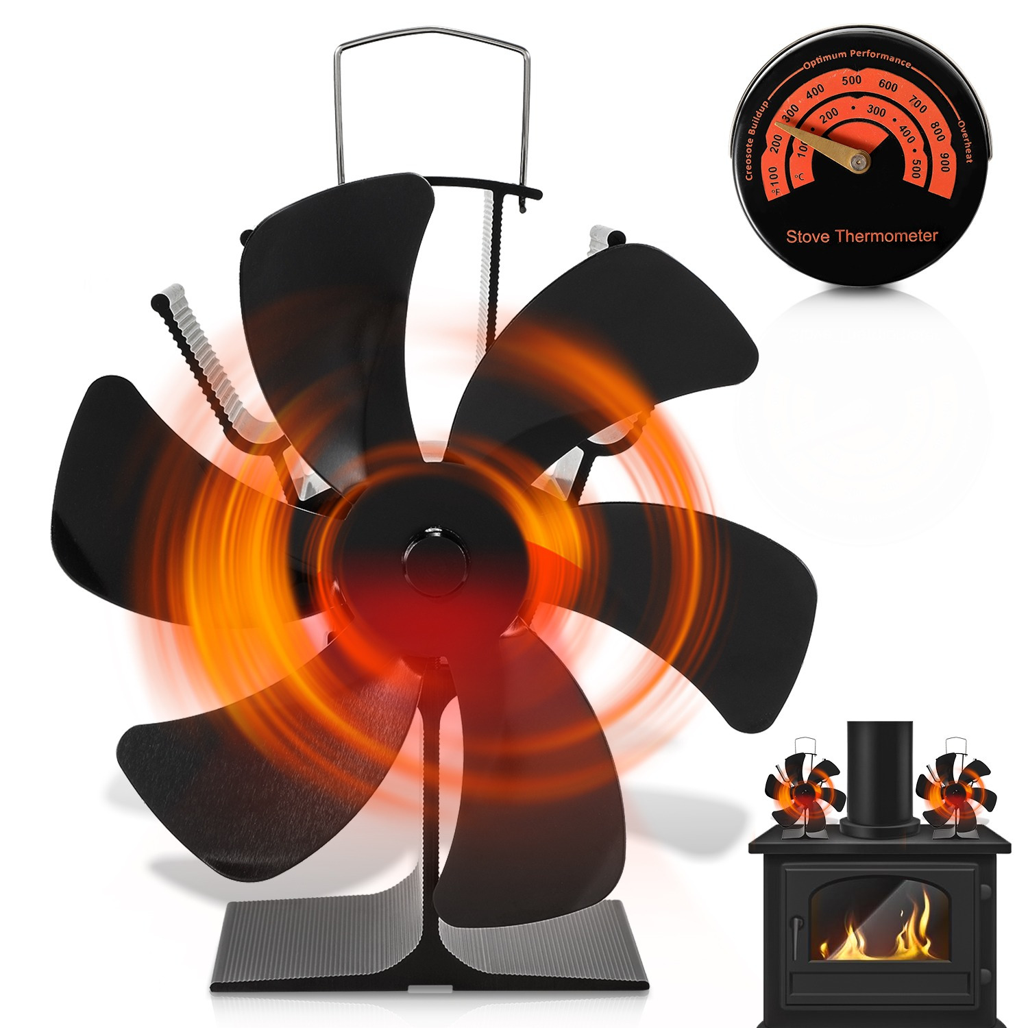 

Fan, -operated, Fireplace Fan For Fireplaces Wood- , Fireplace Fan , Fan Thermometer Overheating